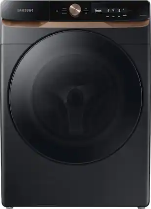 Front. Samsung - 4.6 cu. ft. Large Capacity AI Smart Dial Front Load Washer with Auto Dispense - Brushed Black.