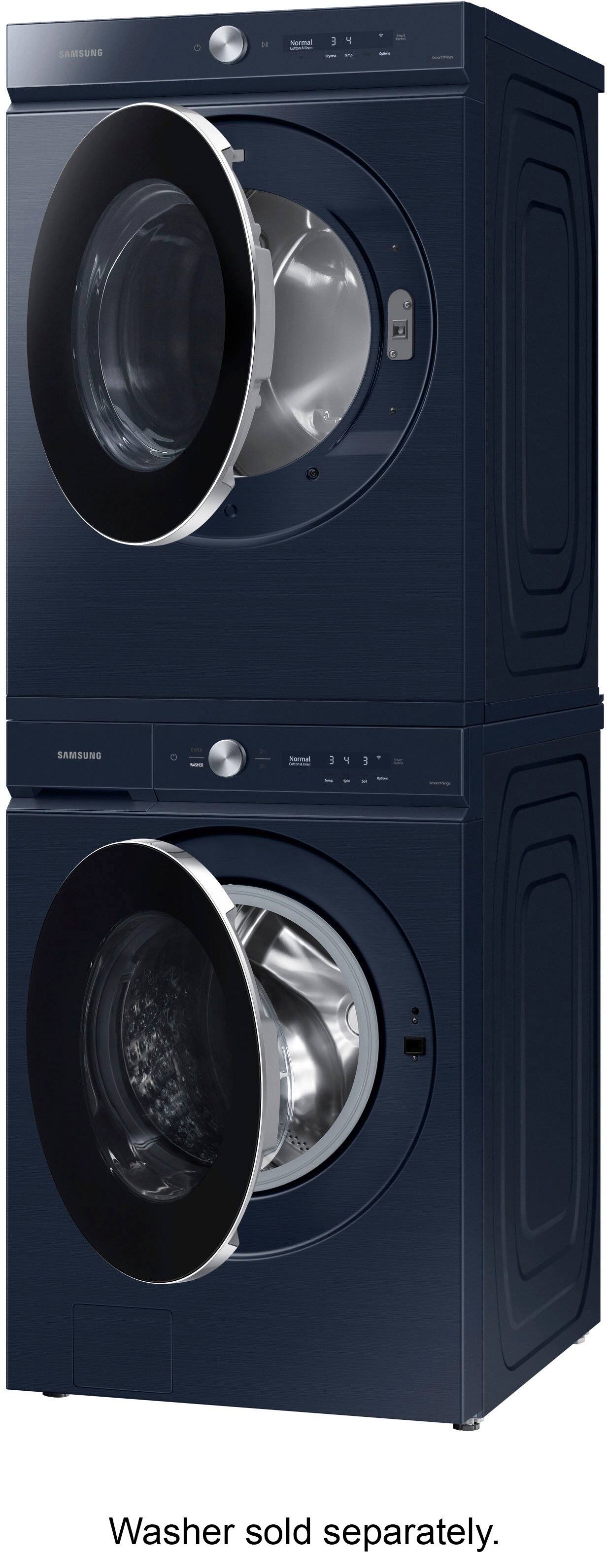 Alt View 19. Samsung - BESPOKE 7.6 Cu. Ft. Stackable Smart Gas Dryer with Steam and AI Optimal Dry - Brushed Navy.