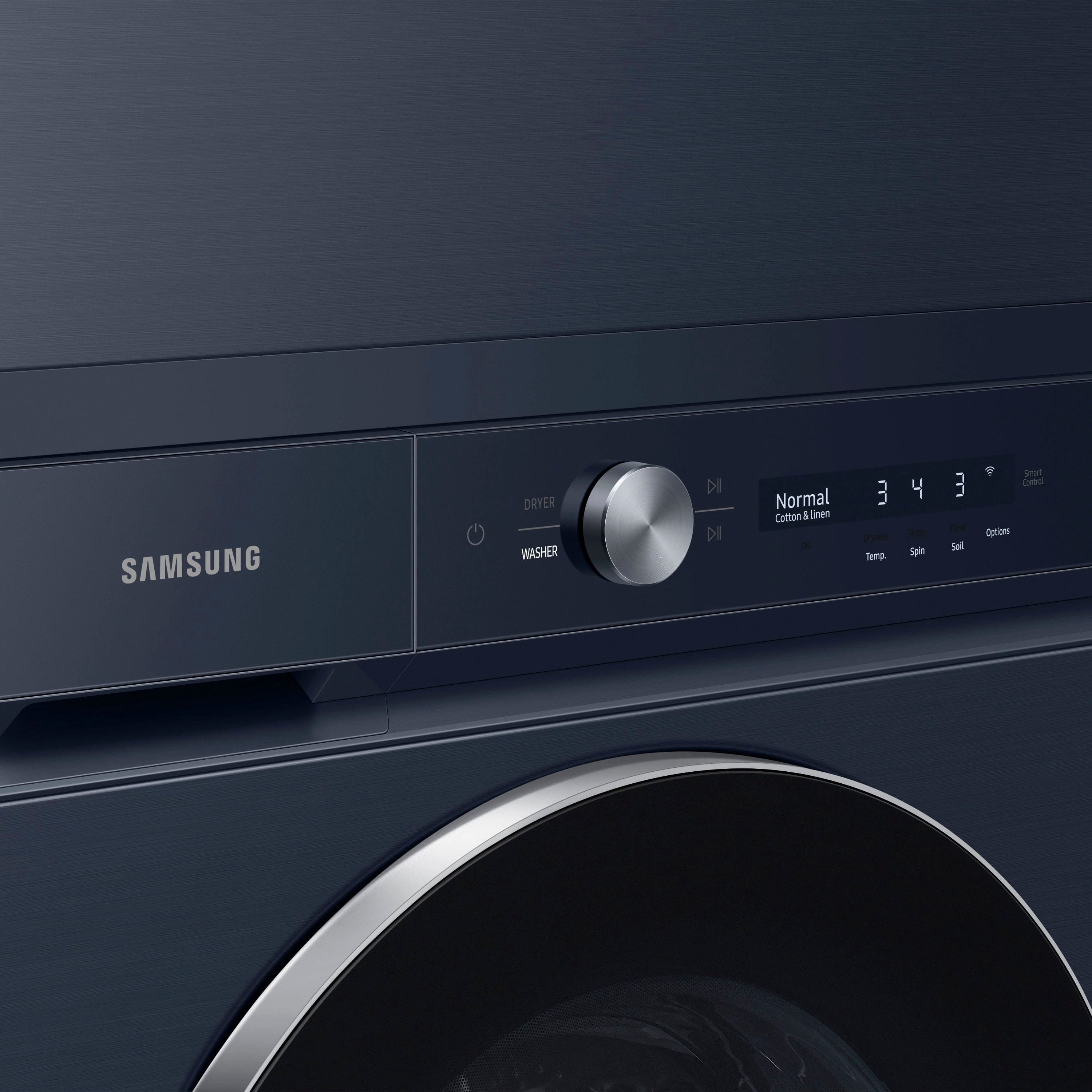 Alt View 20. Samsung - BESPOKE 7.6 Cu. Ft. Stackable Smart Gas Dryer with Steam and AI Optimal Dry - Brushed Navy.