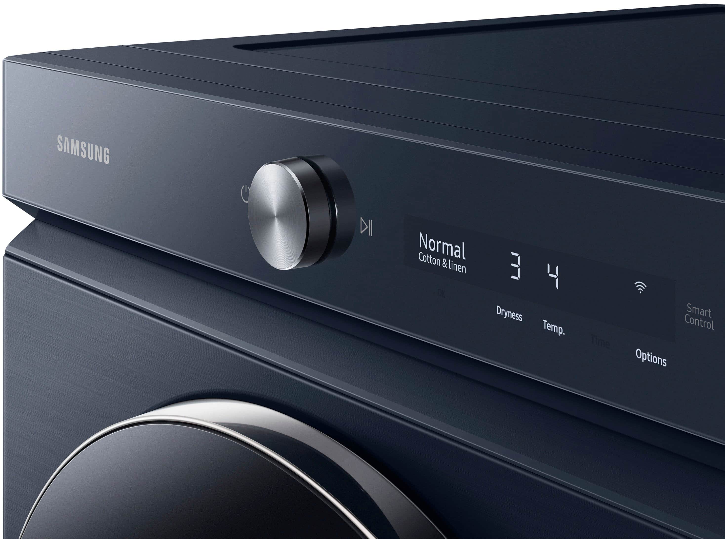 Alt View 21. Samsung - BESPOKE 7.6 Cu. Ft. Stackable Smart Gas Dryer with Steam and AI Optimal Dry - Brushed Navy.