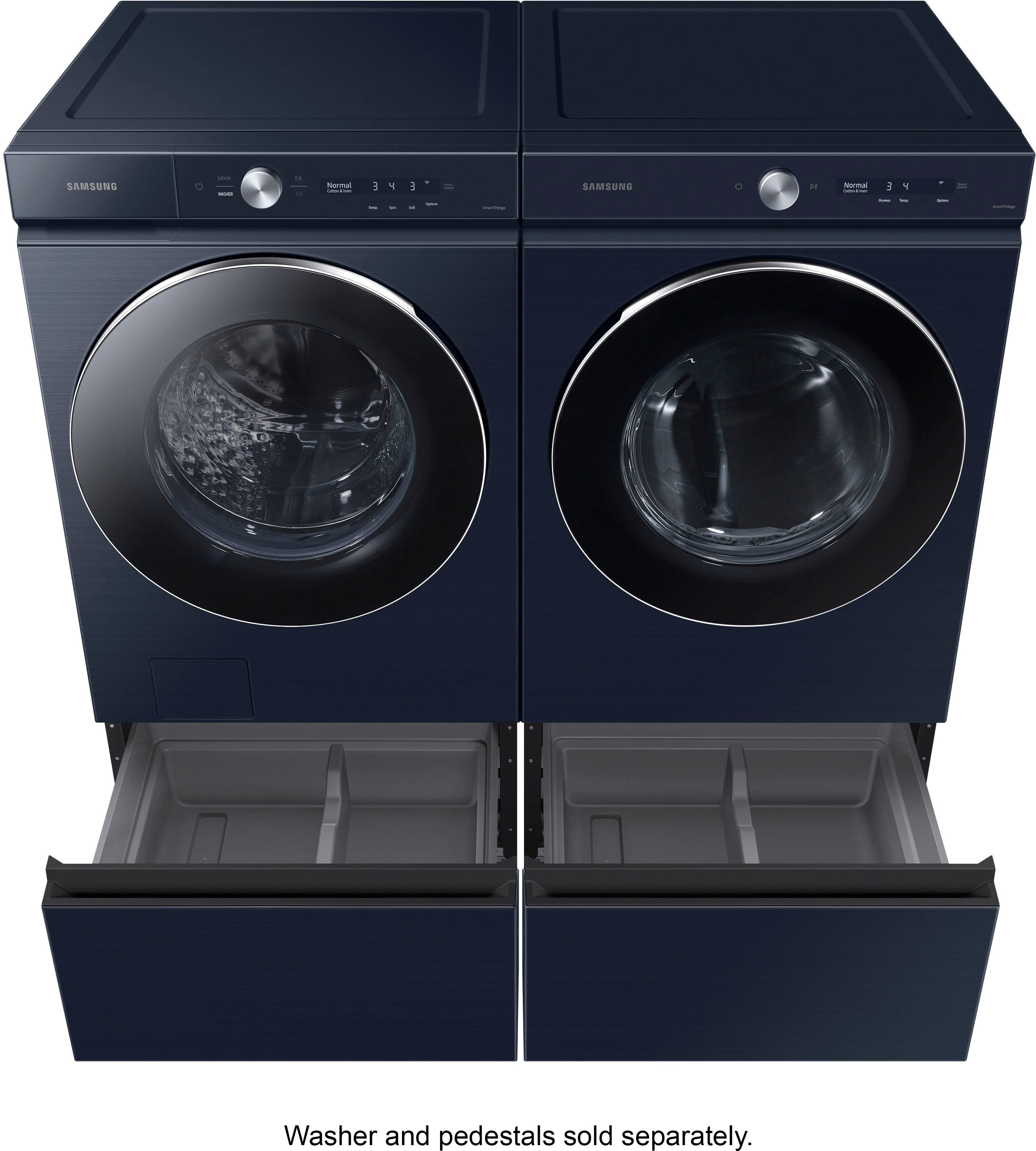 Alt View 23. Samsung - BESPOKE 7.6 Cu. Ft. Stackable Smart Gas Dryer with Steam and AI Optimal Dry - Brushed Navy.