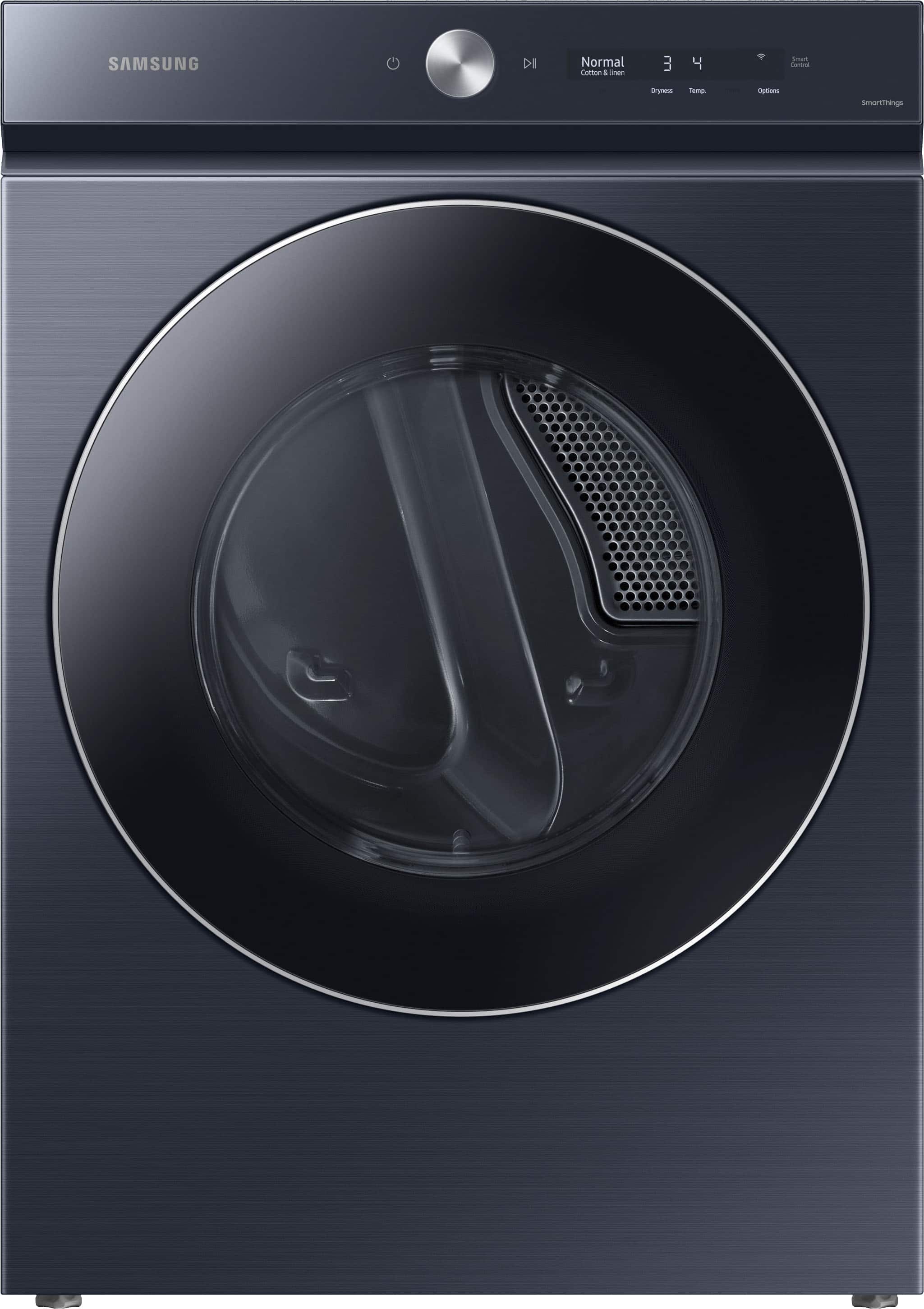 Front. Samsung - BESPOKE 7.6 Cu. Ft. Stackable Smart Electric Dryer with Steam and AI Optimal Dry - Brushed Navy.