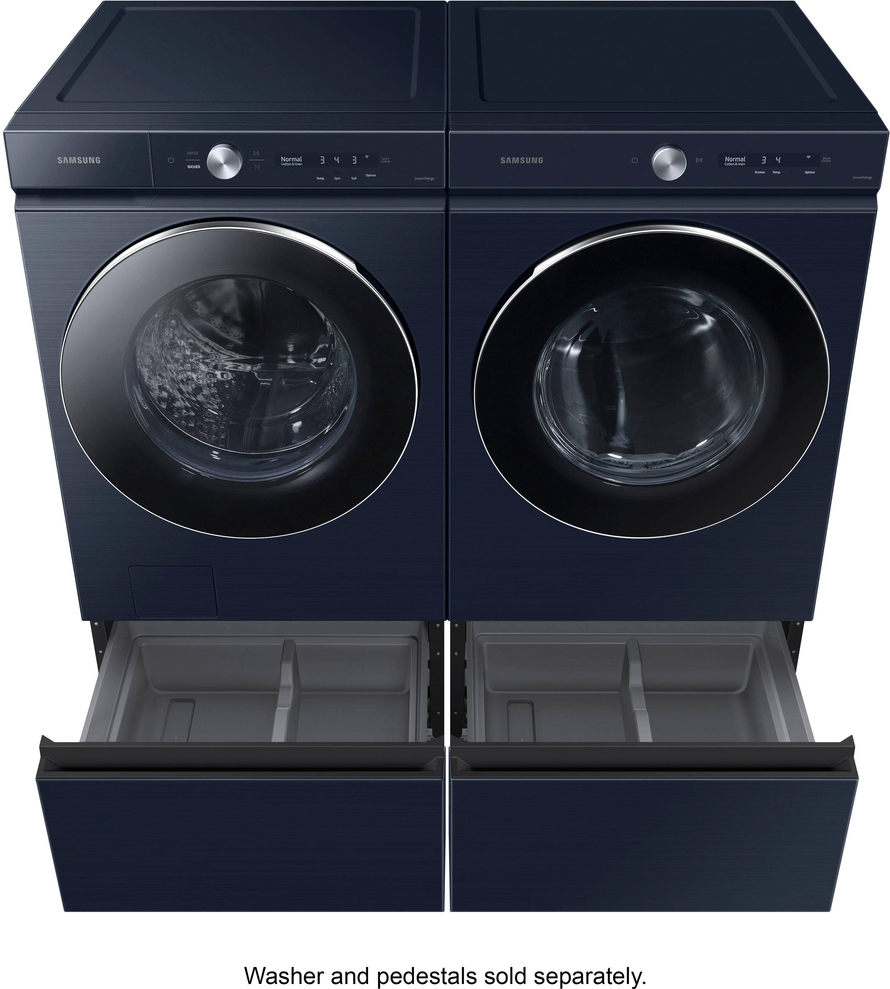 Alt View 22. Samsung - BESPOKE 7.6 Cu. Ft. Stackable Smart Electric Dryer with Steam and AI Optimal Dry - Brushed Navy.
