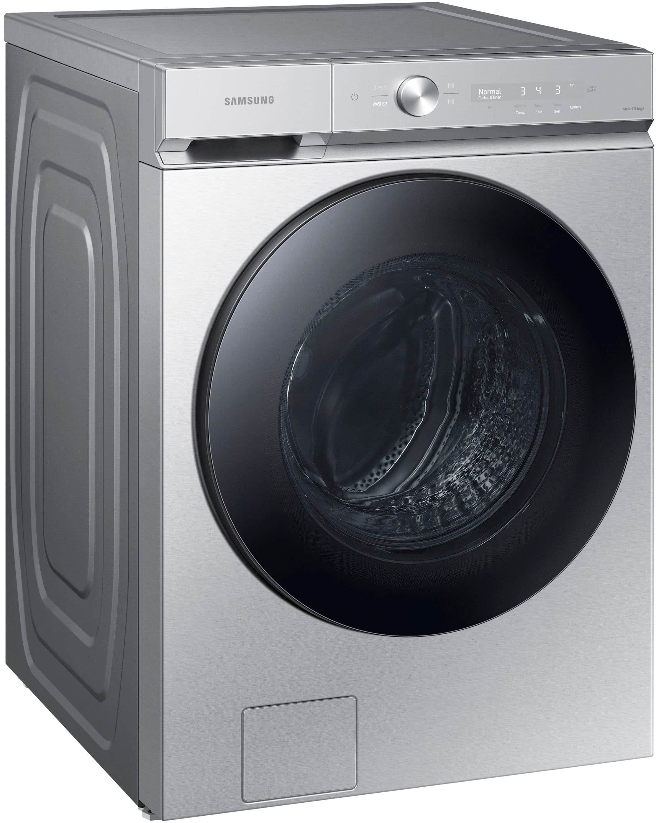Alt View 12. Samsung - BESPOKE 5.3 Cu. Ft. High-Efficiency Stackable Smart Front Load Washer with Steam and Super Speed Wash - Silver Steel.