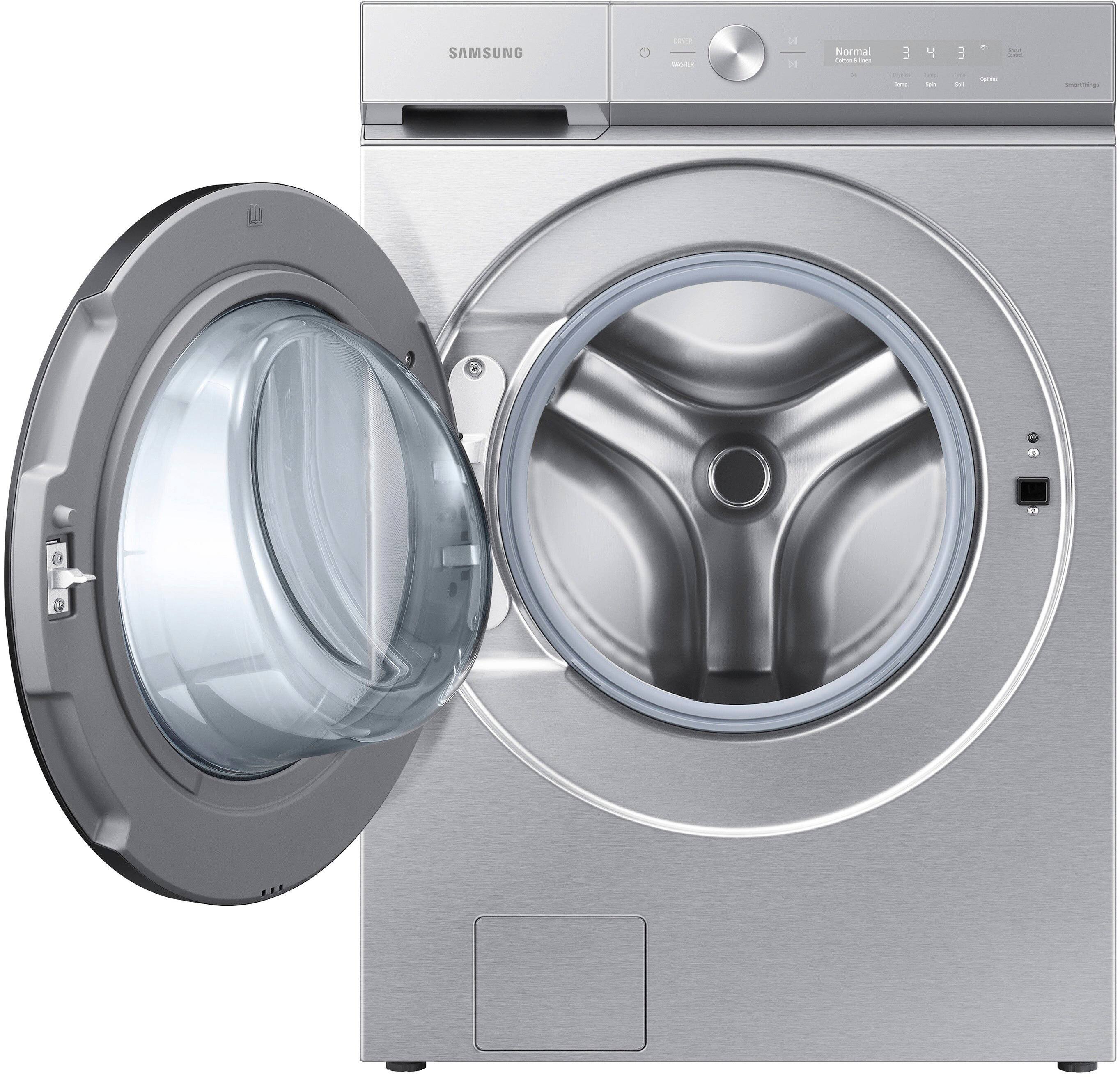 Alt View 13. Samsung - BESPOKE 5.3 Cu. Ft. High-Efficiency Stackable Smart Front Load Washer with Steam and Super Speed Wash - Silver Steel.