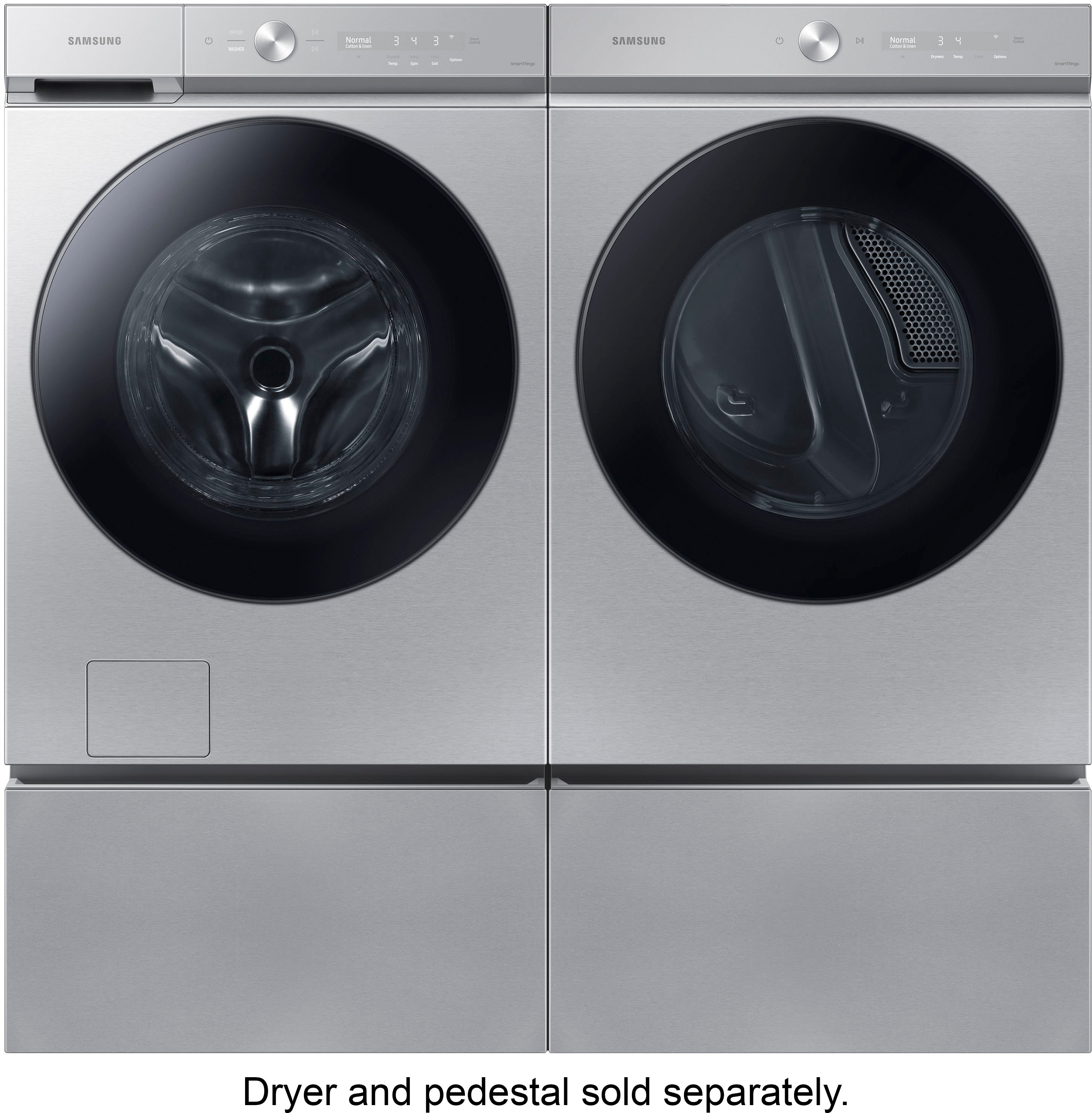 Samsung Bespoke 5 3 Cu Ft Ultra Capacity Front Load Washer With Super Speed Wash And Ai Smart Dial Silver Steel Wf53bb8700atus Best Buy