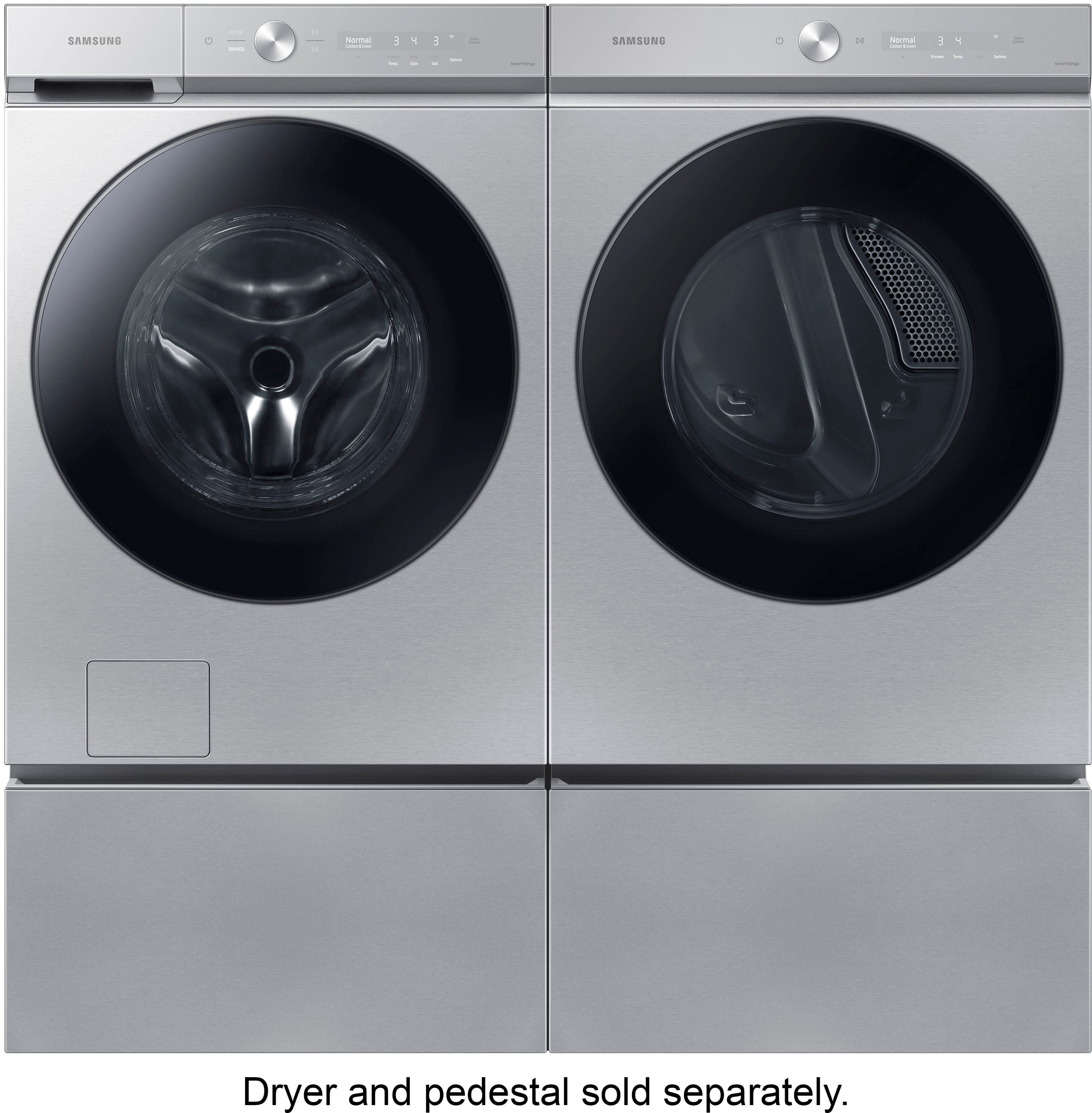 Alt View 15. Samsung - BESPOKE 5.3 Cu. Ft. High-Efficiency Stackable Smart Front Load Washer with Steam and Super Speed Wash - Silver Steel.