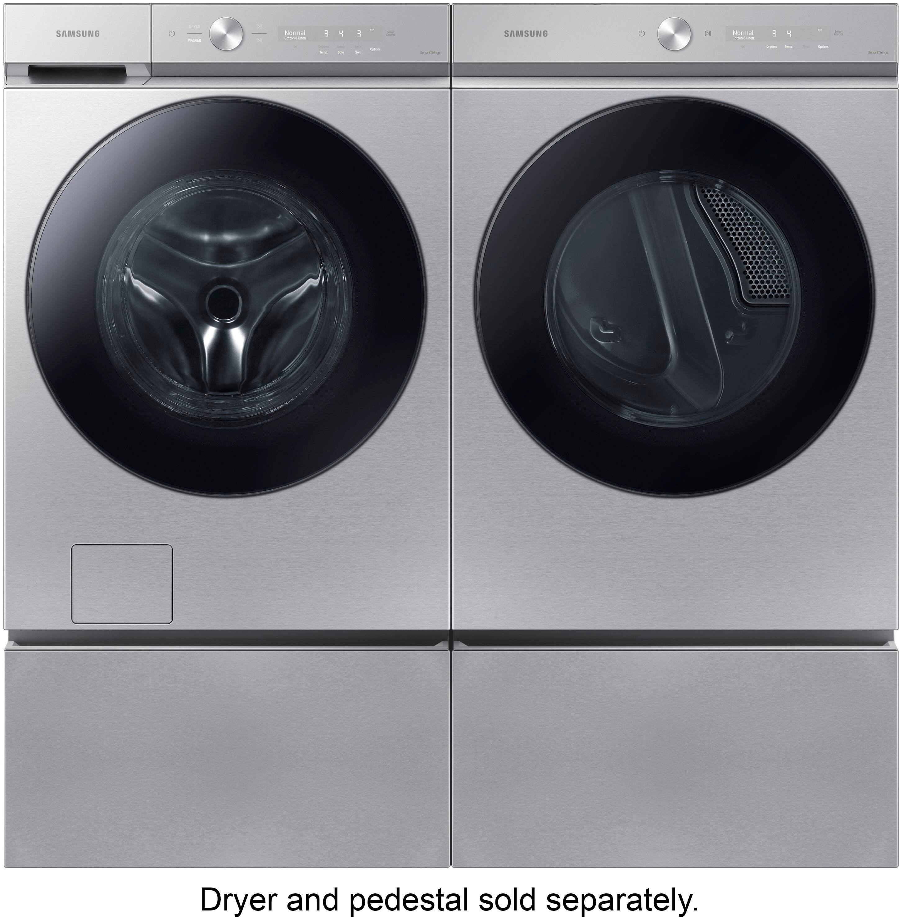 Alt View 15. Samsung - BESPOKE 5.3 Cu. Ft. High-Efficiency Stackable Smart Front Load Washer with Steam and Super Speed Wash - Silver Steel.