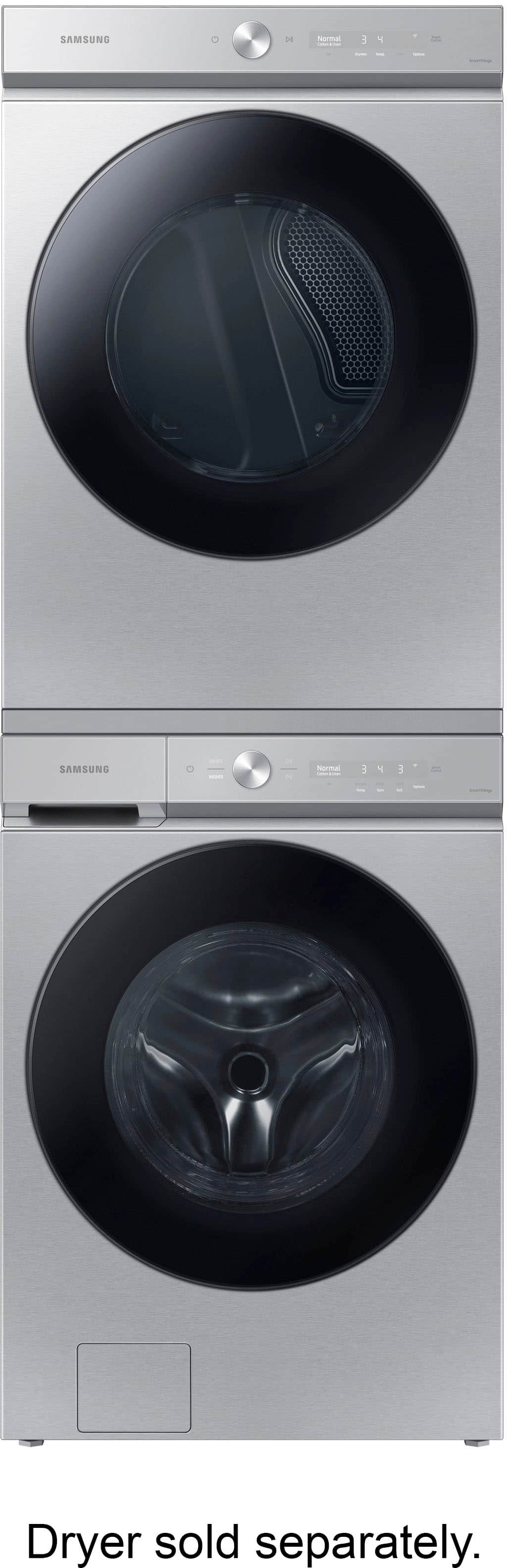 Alt View 16. Samsung - BESPOKE 5.3 Cu. Ft. High-Efficiency Stackable Smart Front Load Washer with Steam and Super Speed Wash - Silver Steel.