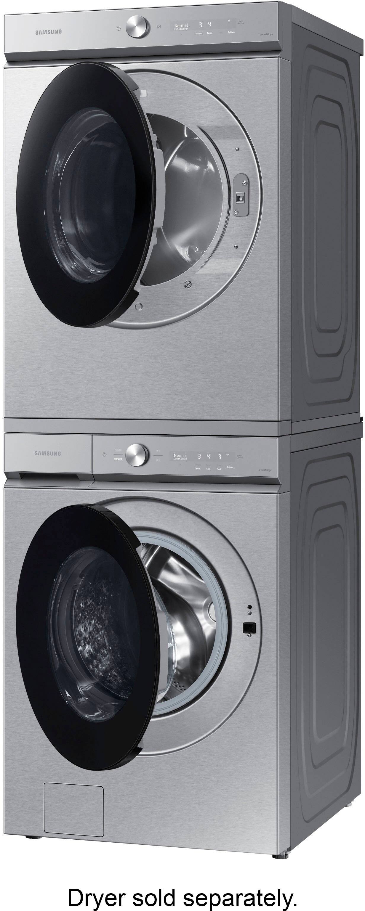Alt View 17. Samsung - BESPOKE 5.3 Cu. Ft. High-Efficiency Stackable Smart Front Load Washer with Steam and Super Speed Wash - Silver Steel.