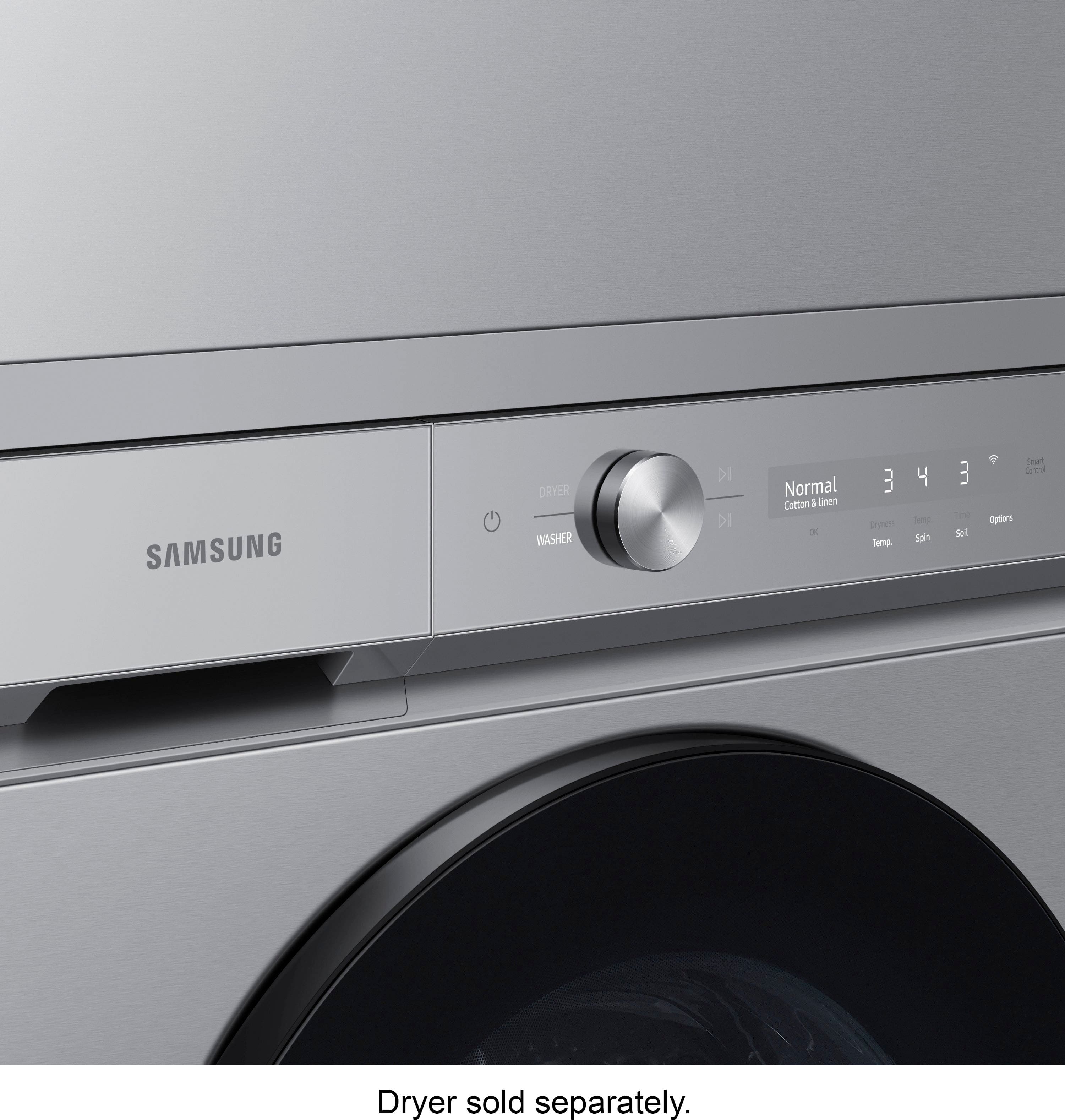 Alt View 18. Samsung - BESPOKE 5.3 Cu. Ft. High-Efficiency Stackable Smart Front Load Washer with Steam and Super Speed Wash - Silver Steel.