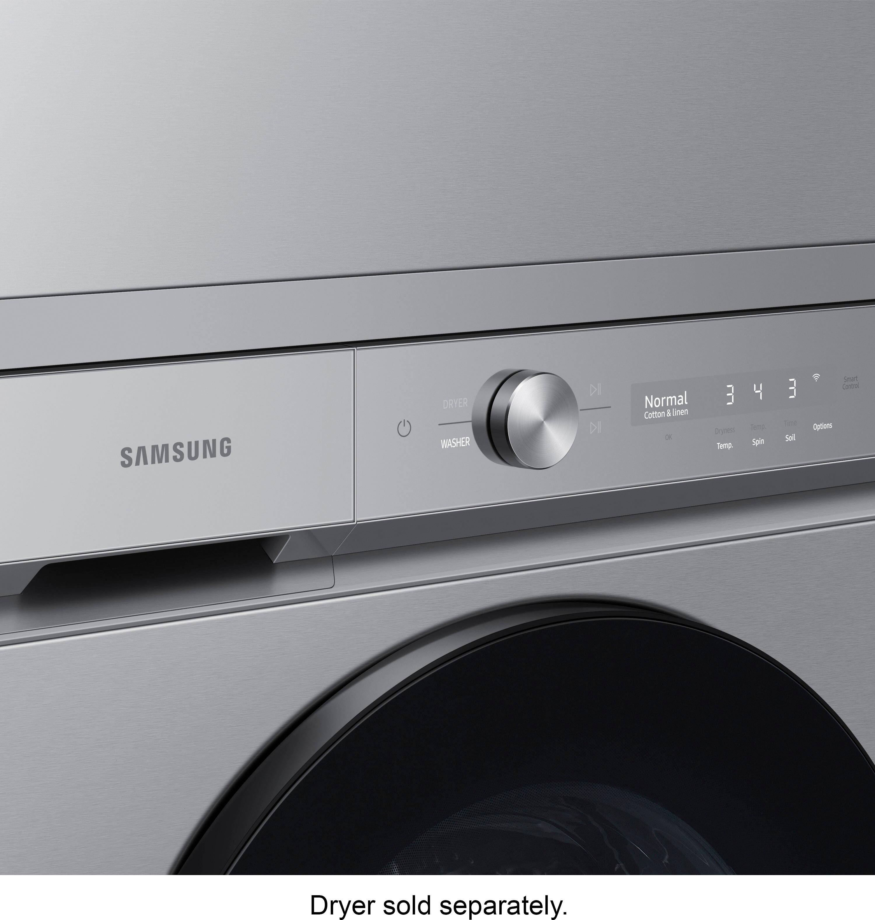 Alt View 18. Samsung - BESPOKE 5.3 Cu. Ft. High-Efficiency Stackable Smart Front Load Washer with Steam and Super Speed Wash - Silver Steel.