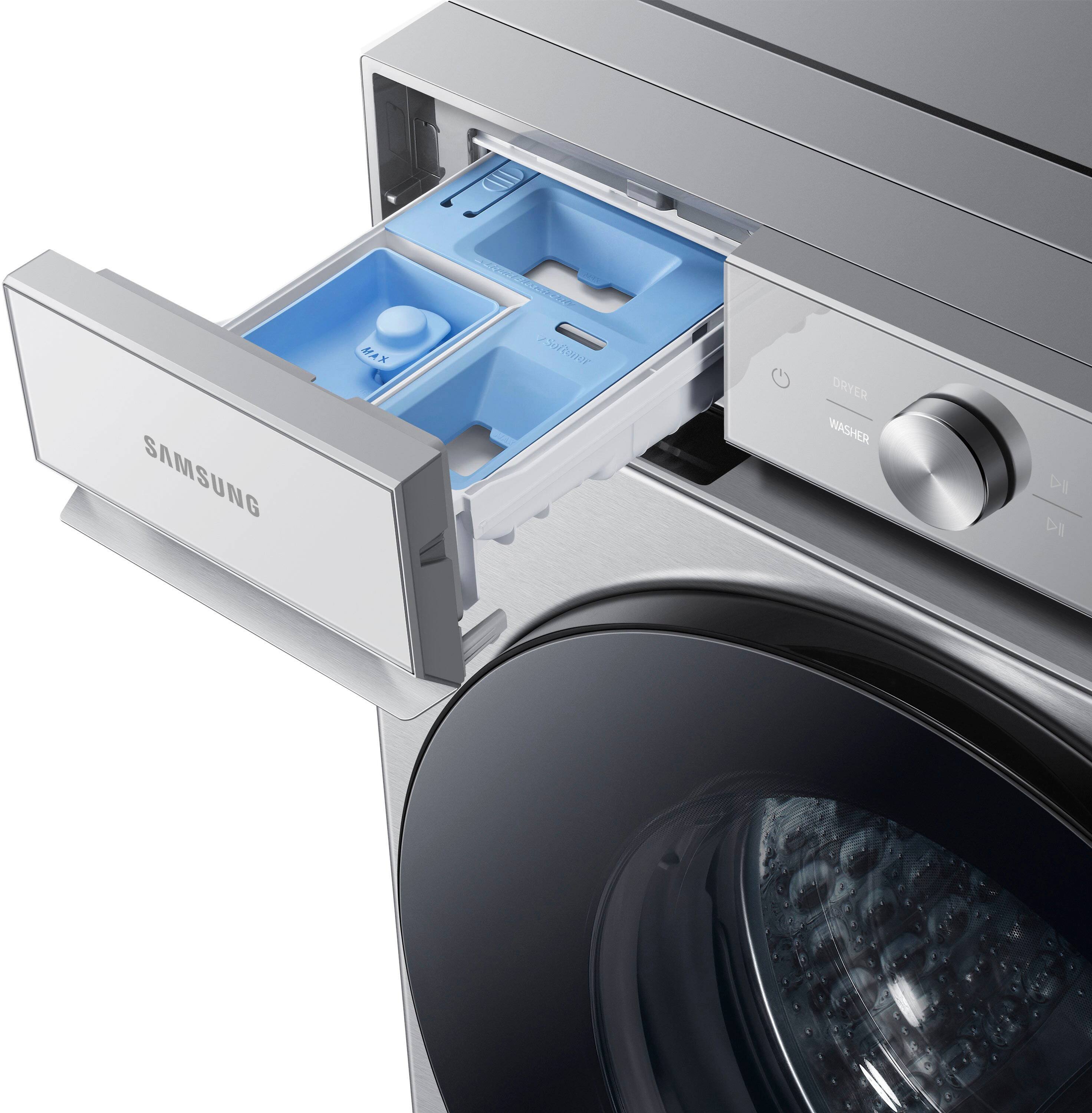 Alt View 20. Samsung - BESPOKE 5.3 Cu. Ft. High-Efficiency Stackable Smart Front Load Washer with Steam and Super Speed Wash - Silver Steel.