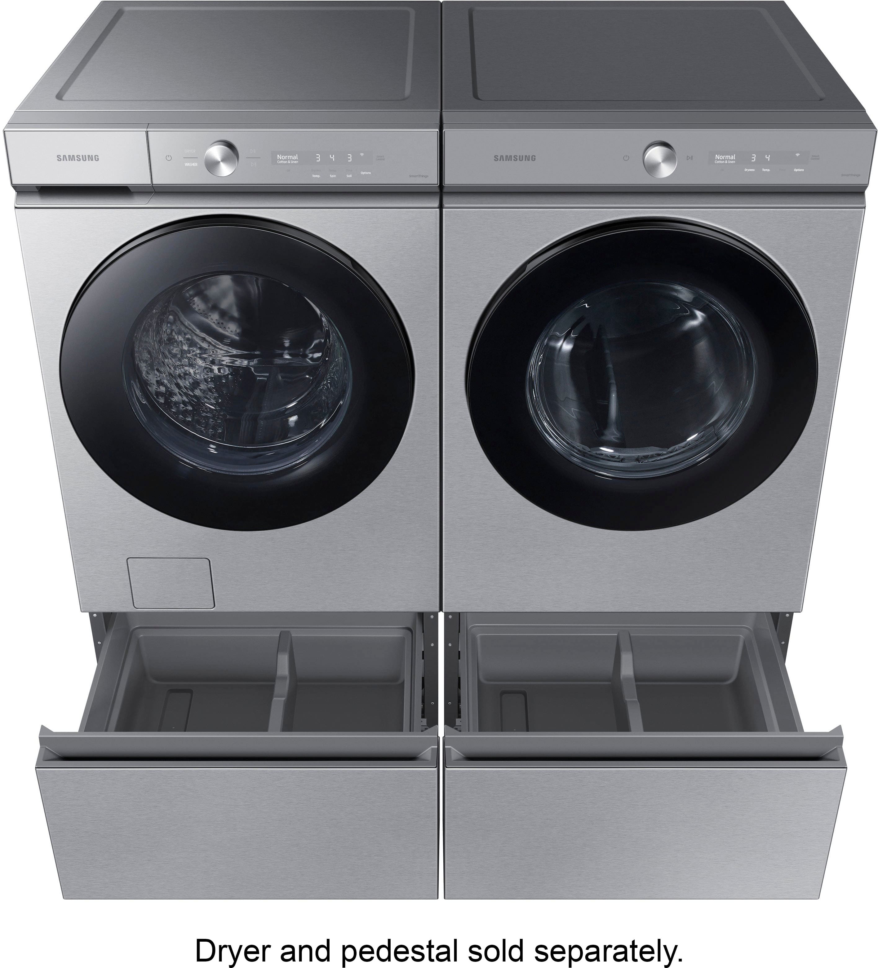 Alt View 22. Samsung - BESPOKE 5.3 Cu. Ft. High-Efficiency Stackable Smart Front Load Washer with Steam and Super Speed Wash - Silver Steel.