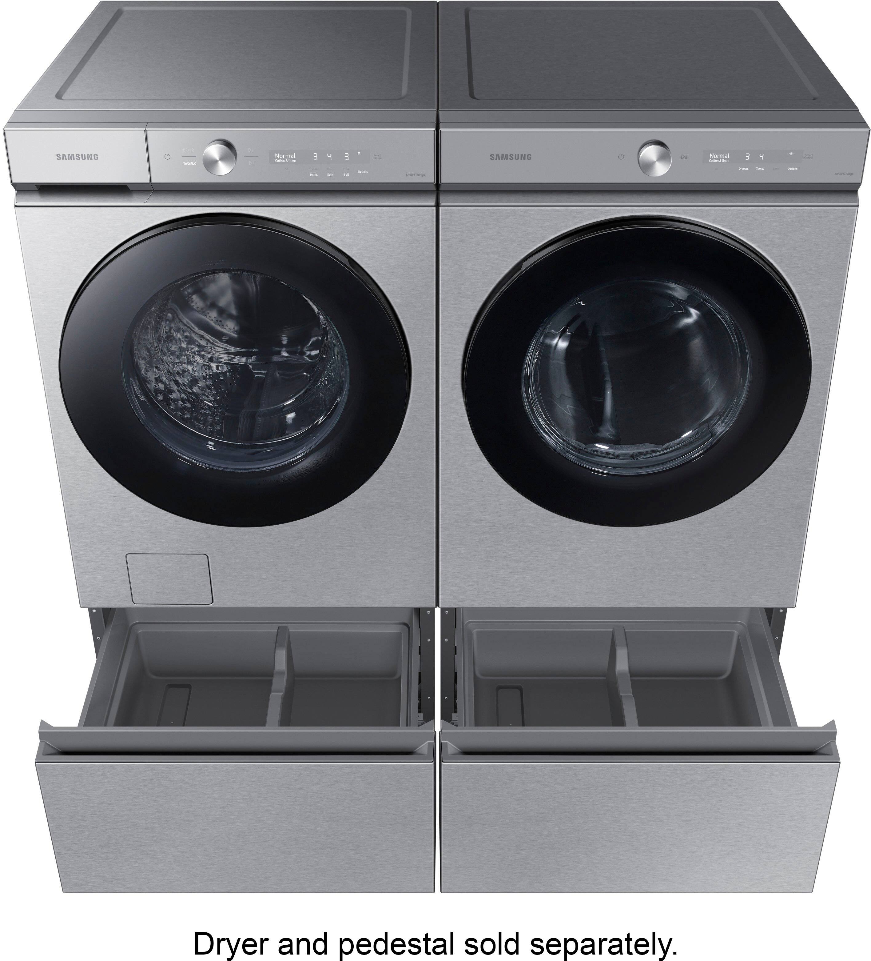 Alt View 22. Samsung - BESPOKE 5.3 Cu. Ft. High-Efficiency Stackable Smart Front Load Washer with Steam and Super Speed Wash - Silver Steel.