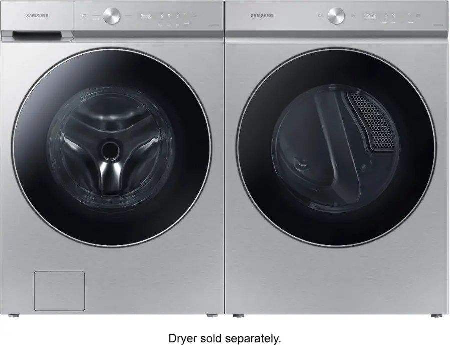 Alt View 14. Samsung - BESPOKE 5.3 Cu. Ft. High-Efficiency Stackable Smart Front Load Washer with Steam and AI OptiWash - Silver Steel.