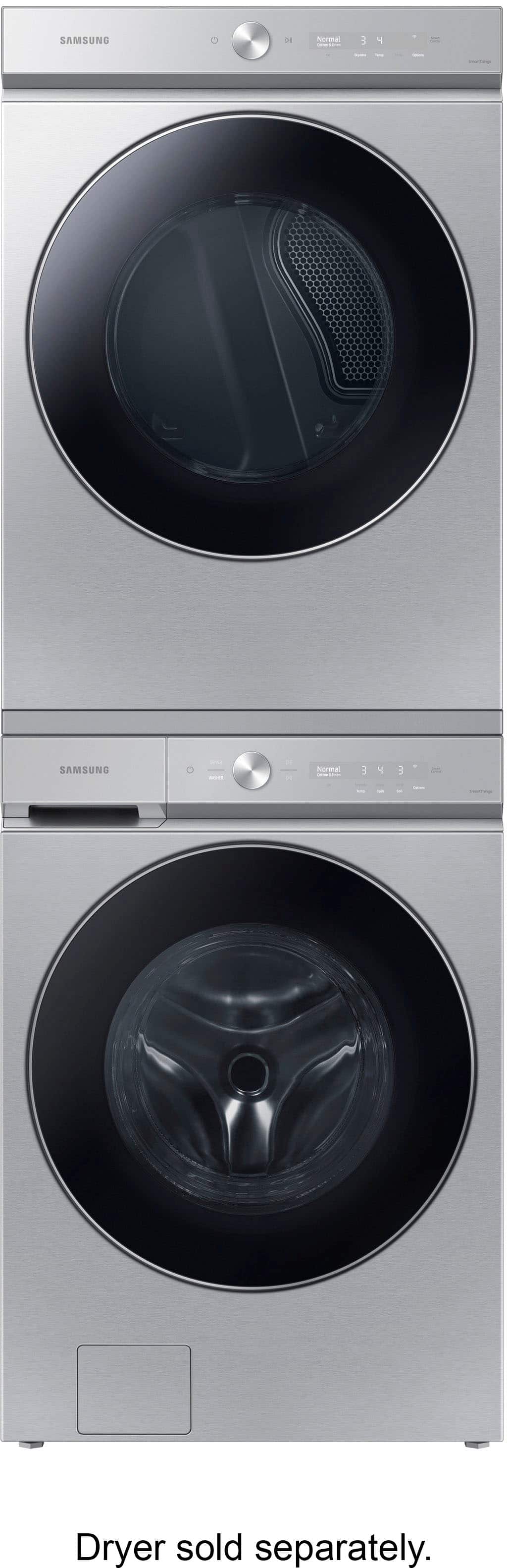 Alt View 16. Samsung - BESPOKE 5.3 Cu. Ft. High-Efficiency Stackable Smart Front Load Washer with Steam and AI OptiWash - Silver Steel.
