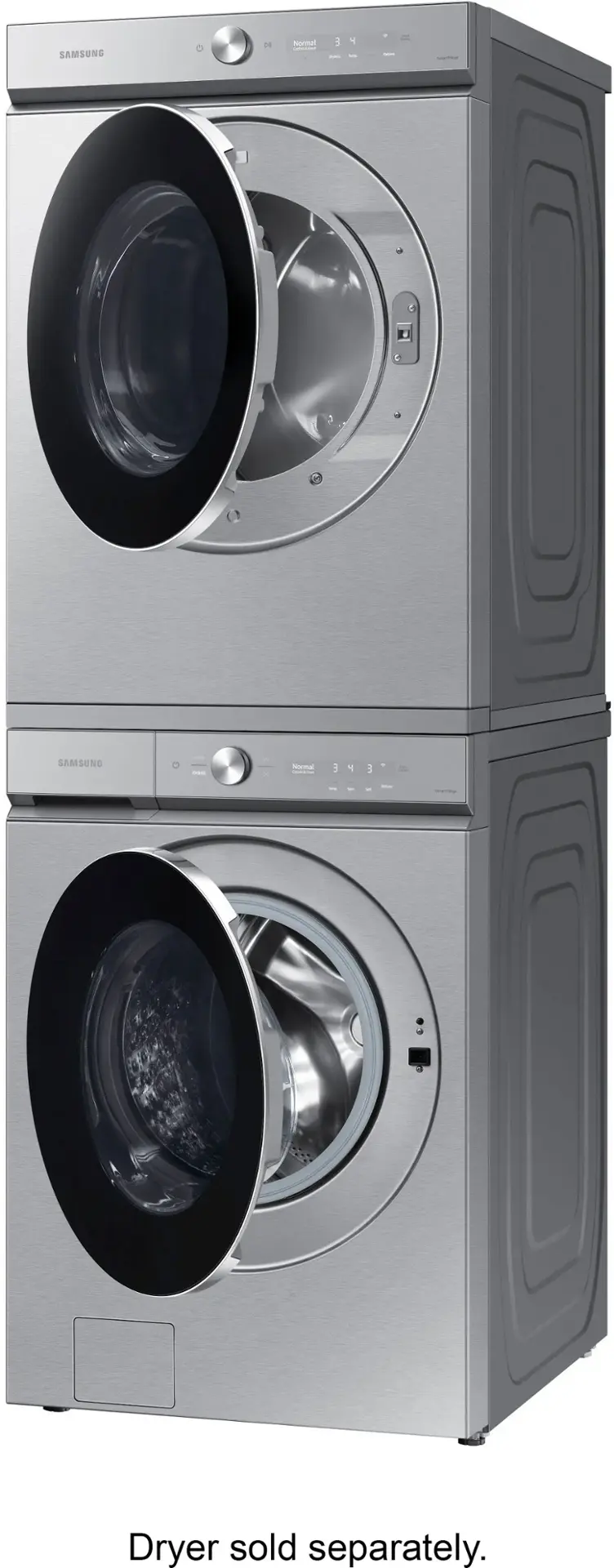 Alt View 17. Samsung - BESPOKE 5.3 Cu. Ft. High-Efficiency Stackable Smart Front Load Washer with Steam and AI OptiWash - Silver Steel.
