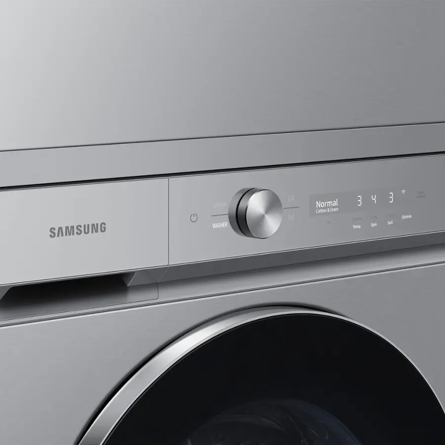 Alt View 18. Samsung - BESPOKE 5.3 Cu. Ft. High-Efficiency Stackable Smart Front Load Washer with Steam and AI OptiWash - Silver Steel.