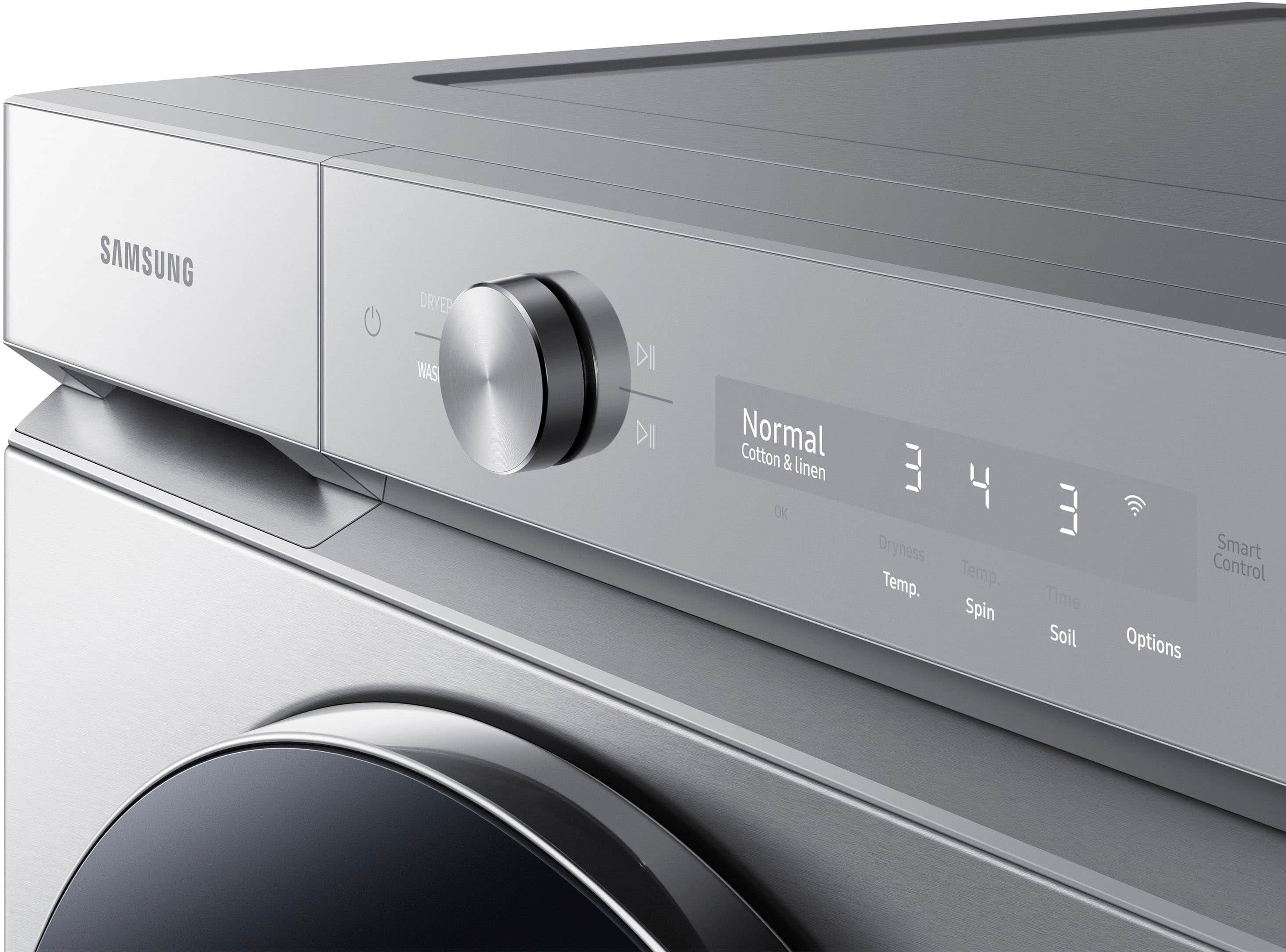 Alt View 19. Samsung - BESPOKE 5.3 Cu. Ft. High-Efficiency Stackable Smart Front Load Washer with Steam and AI OptiWash - Silver Steel.