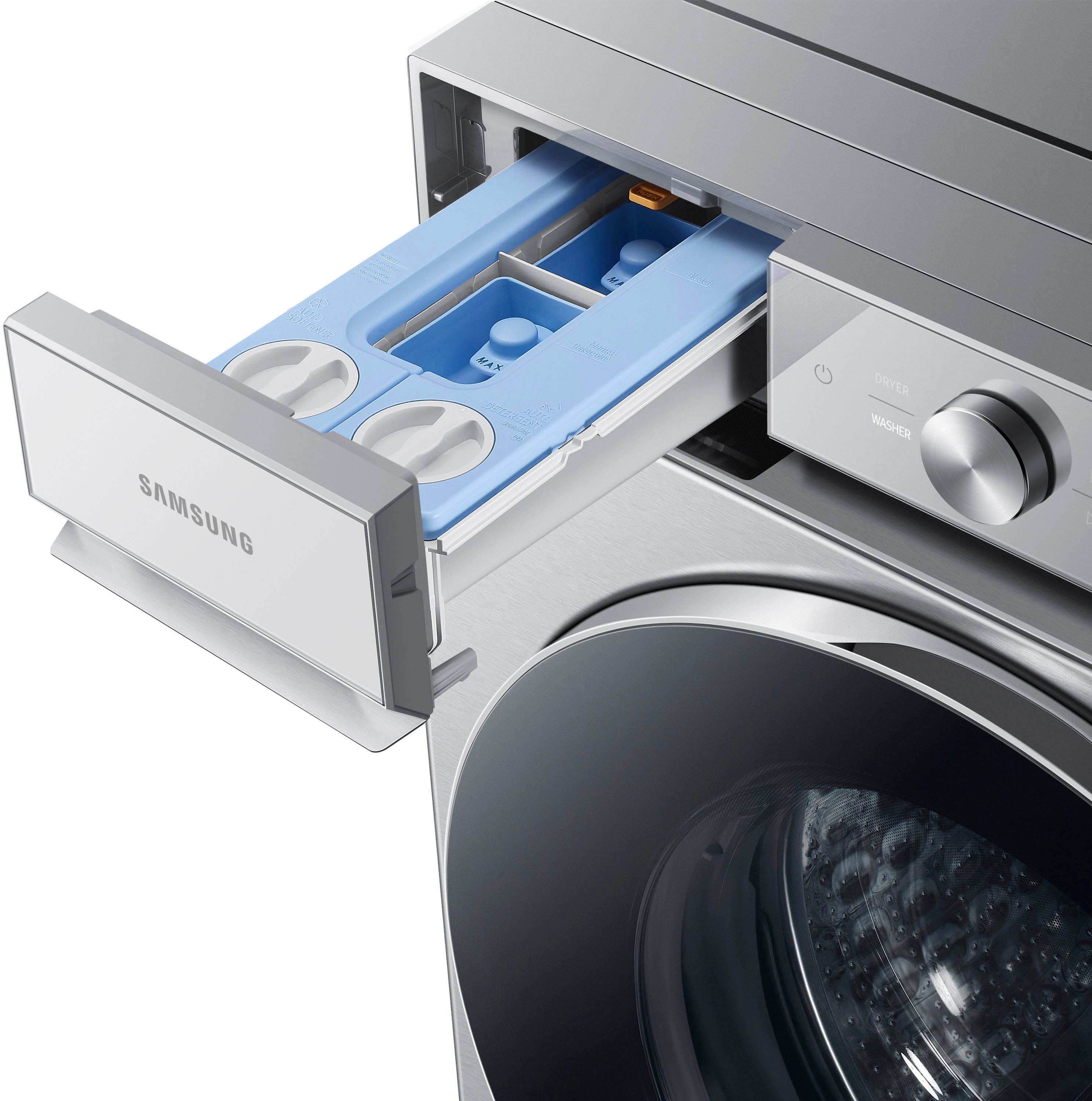 Alt View 20. Samsung - BESPOKE 5.3 Cu. Ft. High-Efficiency Stackable Smart Front Load Washer with Steam and AI OptiWash - Silver Steel.