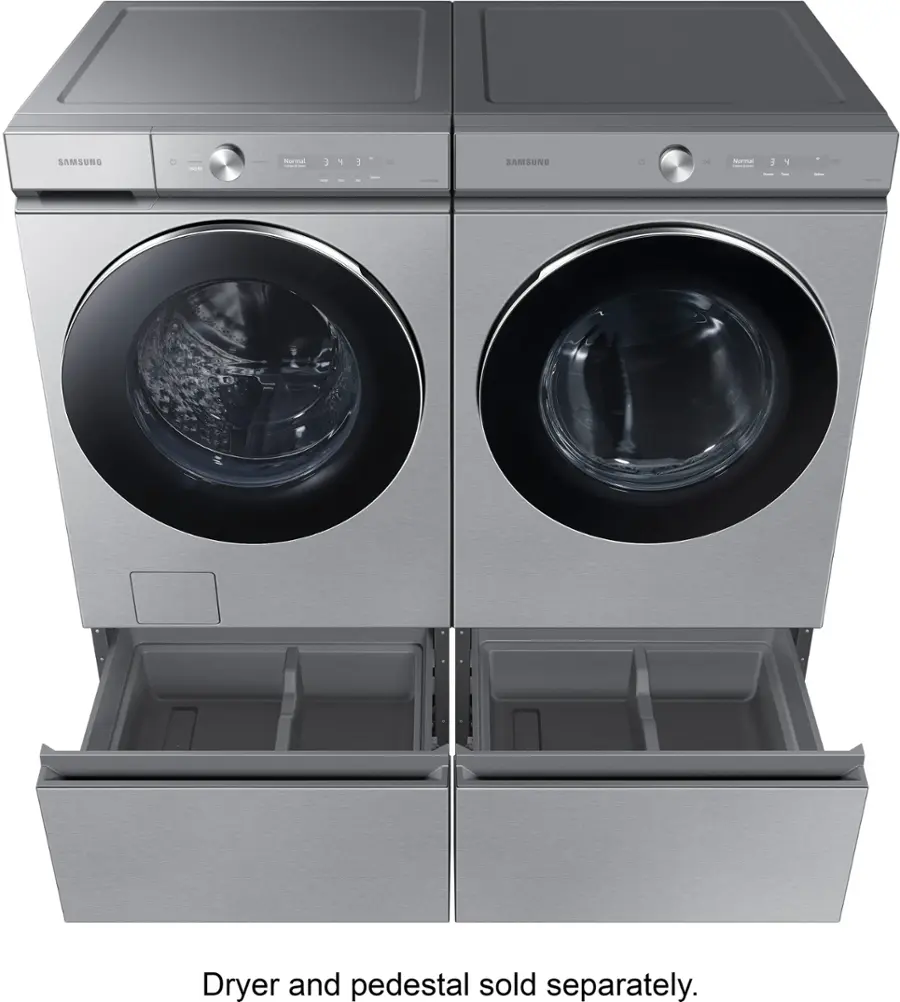 Alt View 22. Samsung - BESPOKE 5.3 Cu. Ft. High-Efficiency Stackable Smart Front Load Washer with Steam and AI OptiWash - Silver Steel.