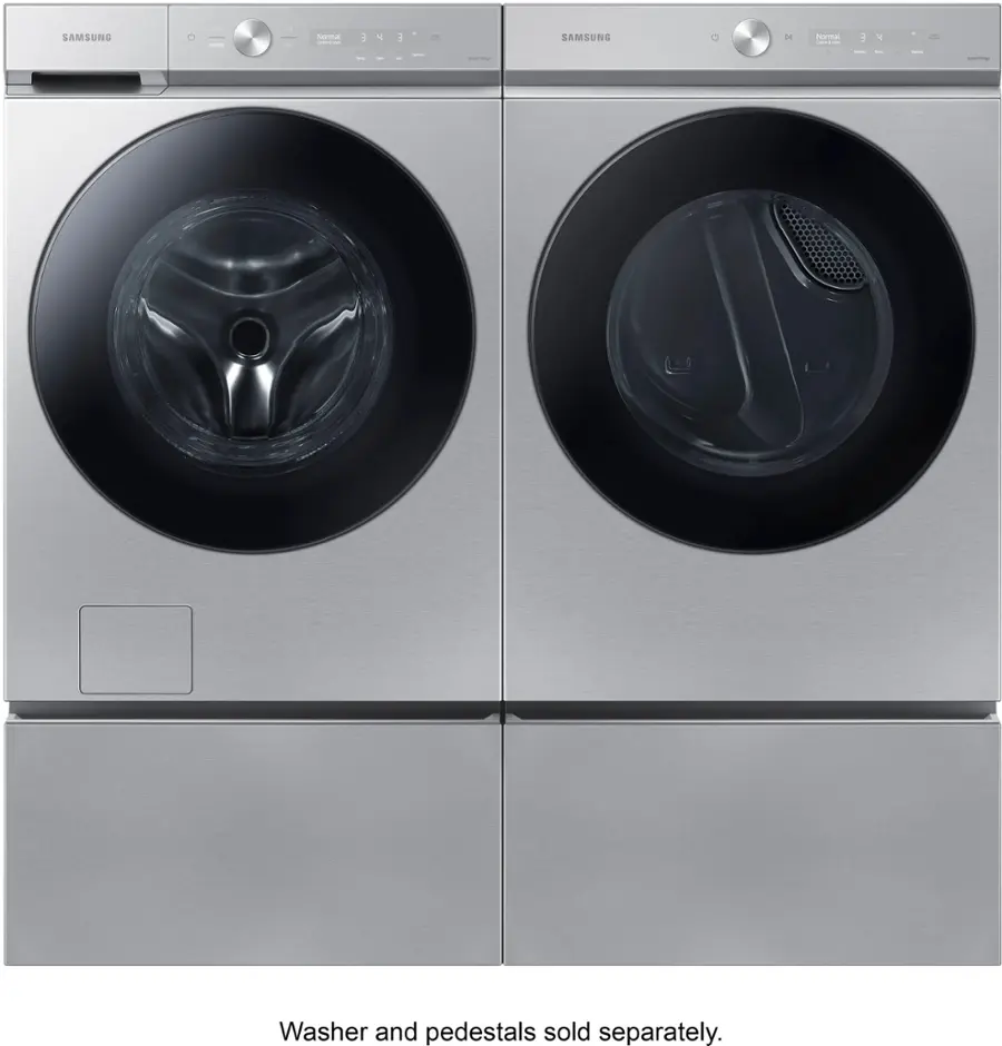 Alt View 17. Samsung - BESPOKE 7.6 Cu. Ft. Stackable Smart Gas Dryer with Steam and Super Speed Dry - Silver Steel.