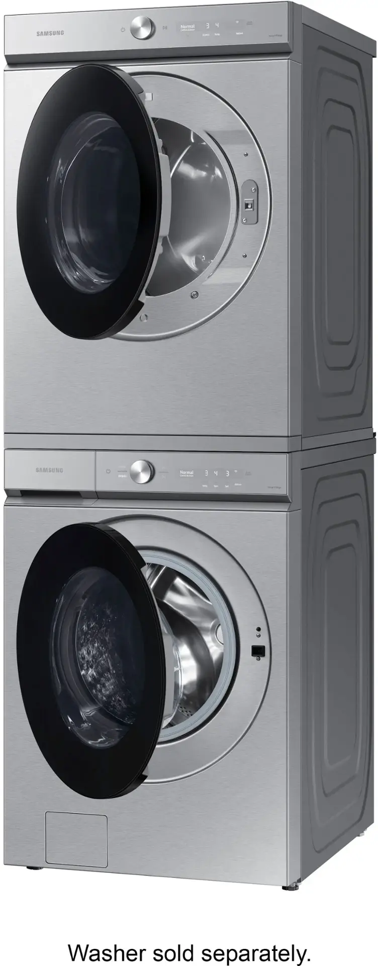 Alt View 19. Samsung - BESPOKE 7.6 Cu. Ft. Stackable Smart Gas Dryer with Steam and Super Speed Dry - Silver Steel.