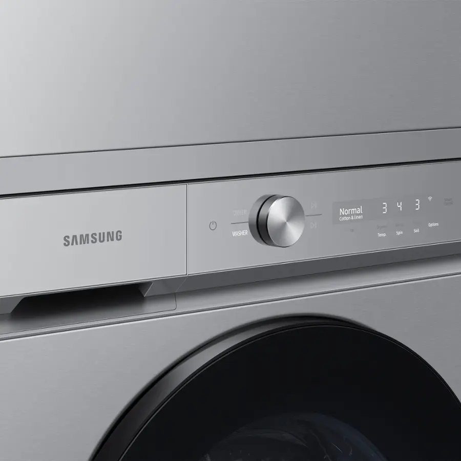 Alt View 20. Samsung - BESPOKE 7.6 Cu. Ft. Stackable Smart Gas Dryer with Steam and Super Speed Dry - Silver Steel.