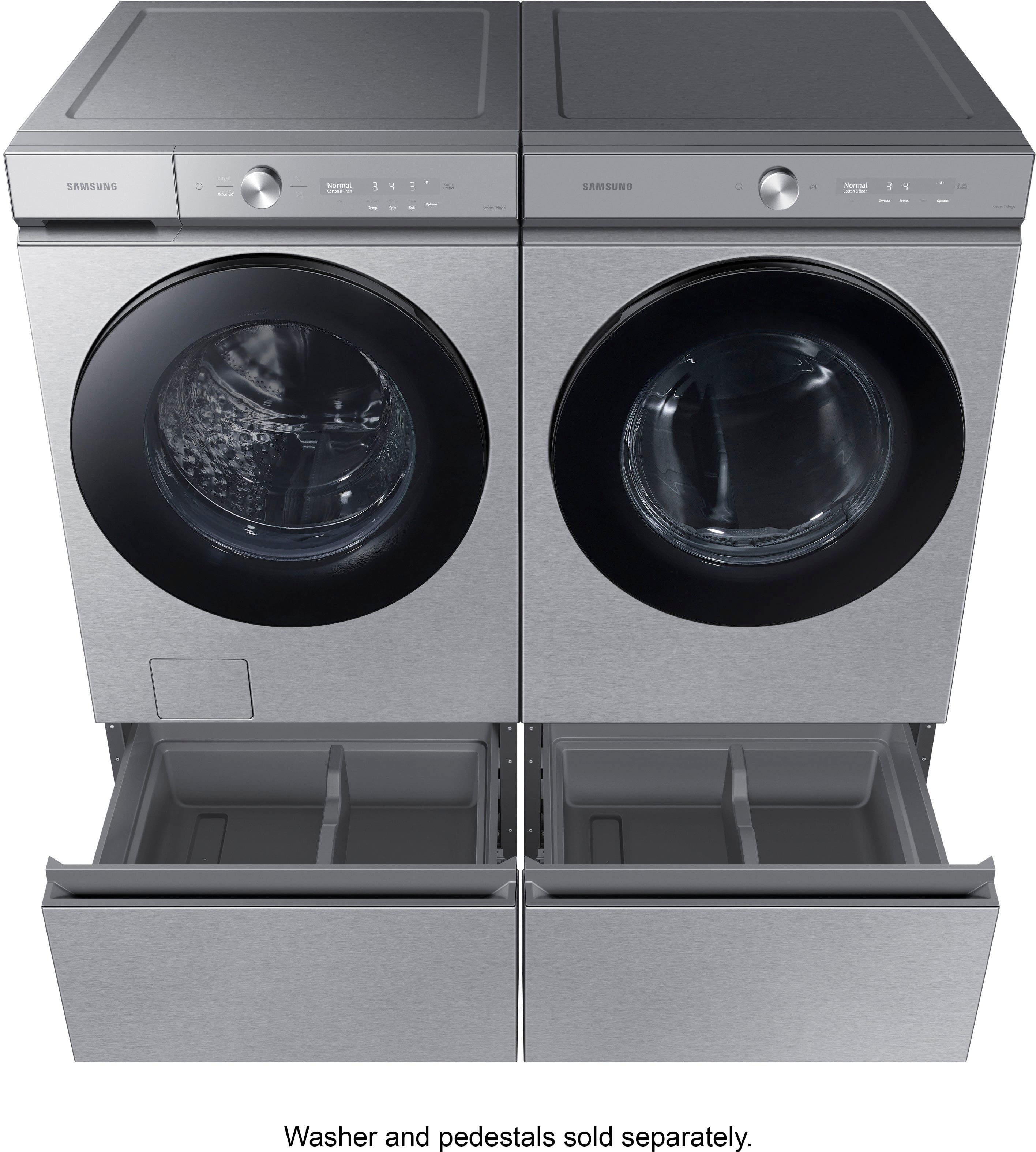 Alt View 15. Samsung - BESPOKE 7.6 Cu. Ft. Stackable Smart Gas Dryer with Steam and Super Speed Dry - Silver Steel.