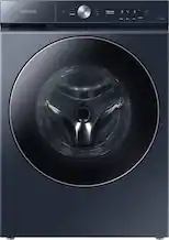 Front. Samsung - BESPOKE 5.3 Cu. Ft. High-Efficiency Stackable Smart Front Load Washer with Steam and AI OptiWash - Brushed Navy.
