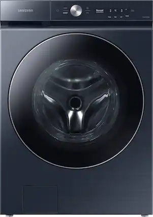 Front. Samsung - BESPOKE 5.3 Cu. Ft. High-Efficiency Stackable Smart Front Load Washer with Steam and AI OptiWash - Brushed Navy.