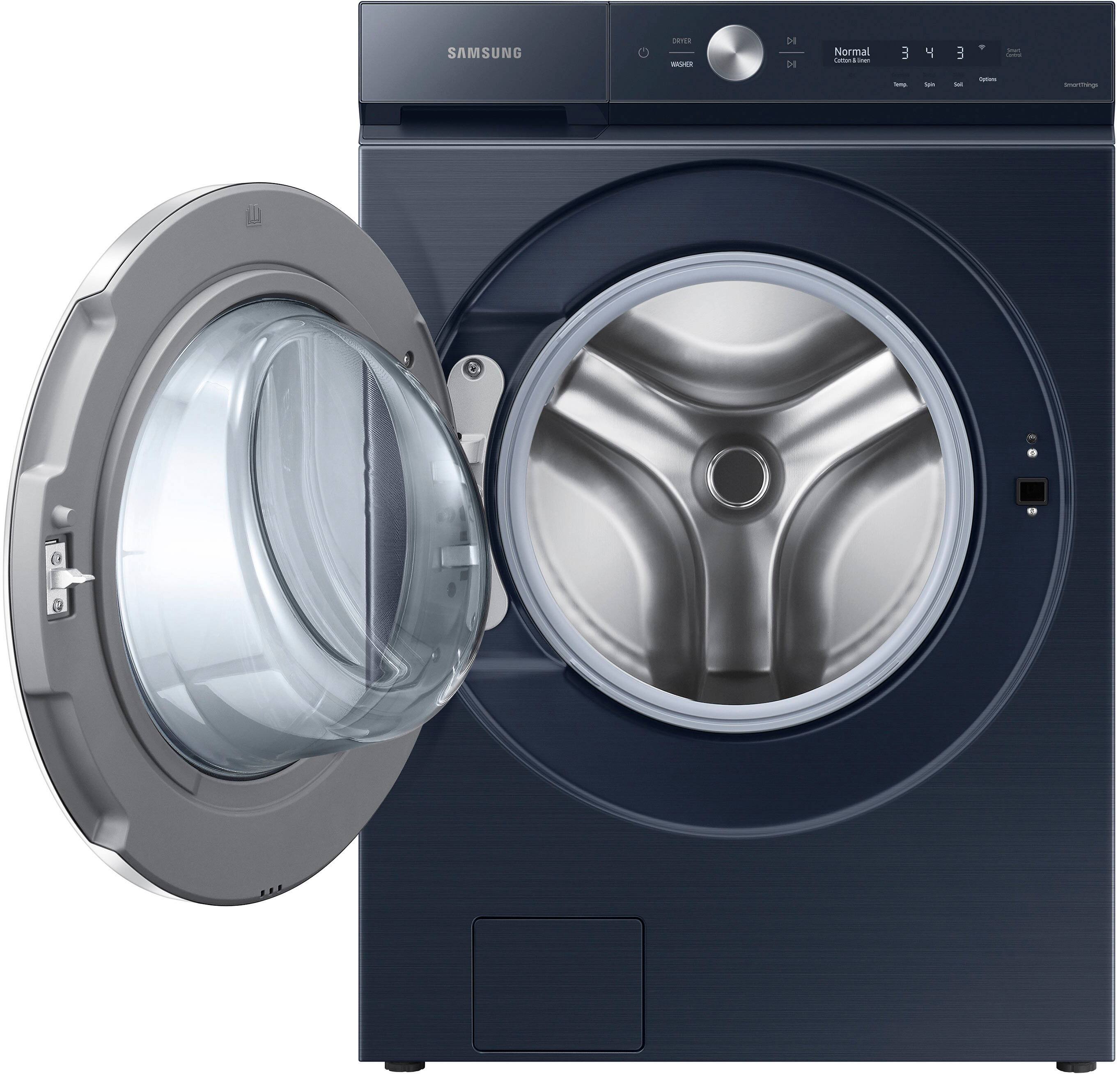 Alt View 13. Samsung - BESPOKE 5.3 Cu. Ft. High-Efficiency Stackable Smart Front Load Washer with Steam and AI OptiWash - Brushed Navy.