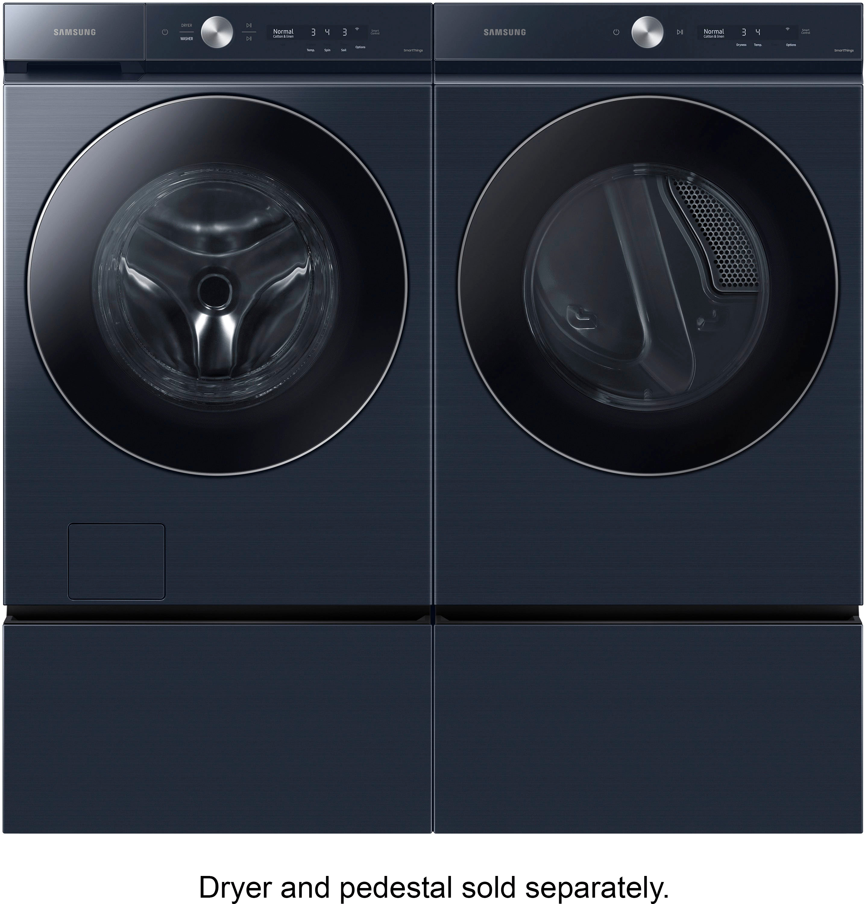 Samsung Bespoke 5.3-cu ft High Efficiency Stackable Steam Cycle Smart Front-Load  Washer (Brushed Navy) ENERGY STAR in the Front-Load Washers department at