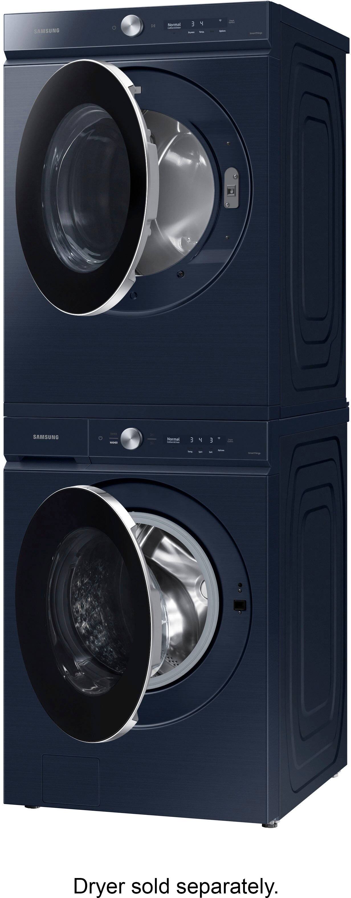 Alt View 17. Samsung - BESPOKE 5.3 Cu. Ft. High-Efficiency Stackable Smart Front Load Washer with Steam and AI OptiWash - Brushed Navy.