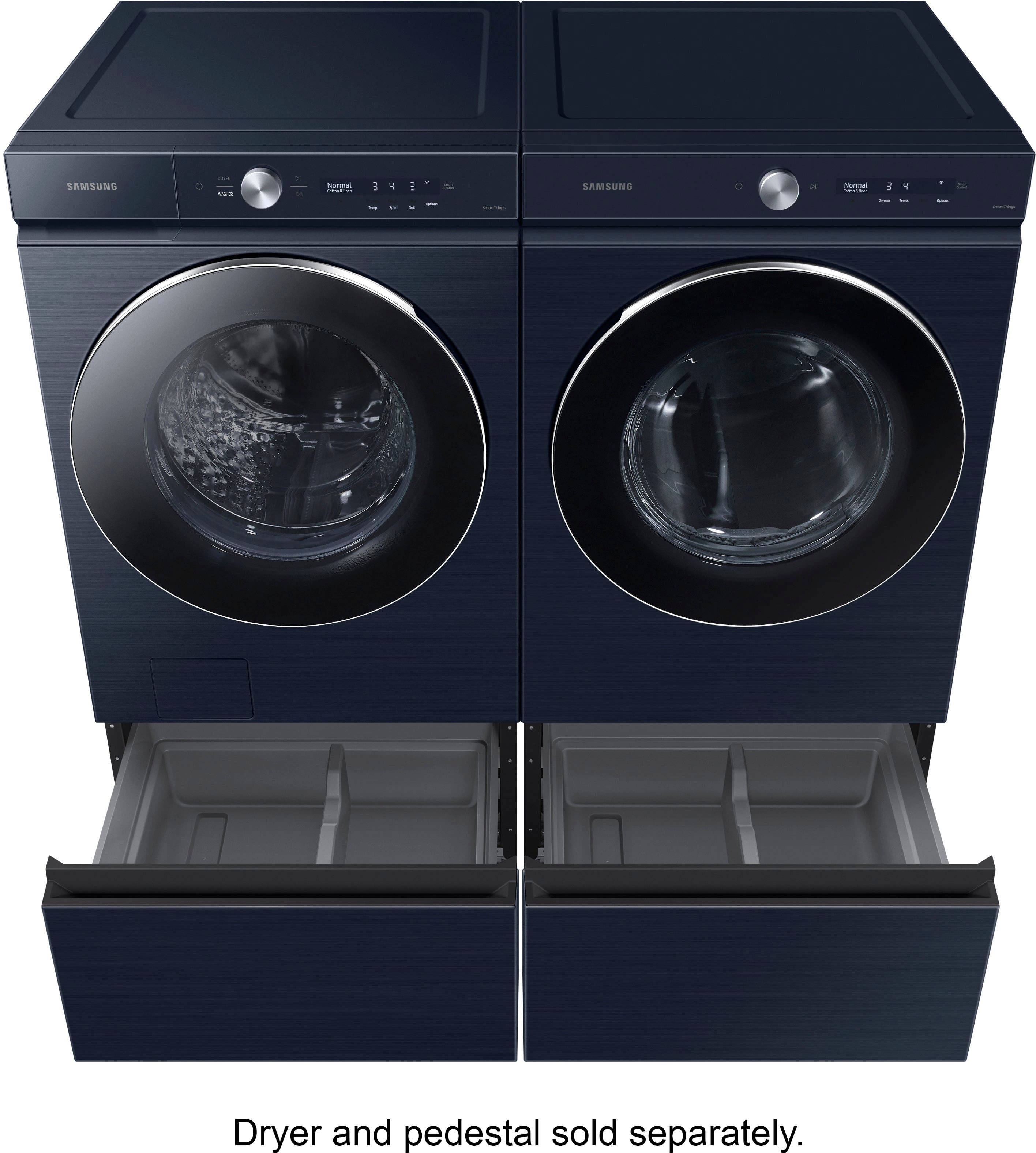 Alt View 22. Samsung - BESPOKE 5.3 Cu. Ft. High-Efficiency Stackable Smart Front Load Washer with Steam and AI OptiWash - Brushed Navy.