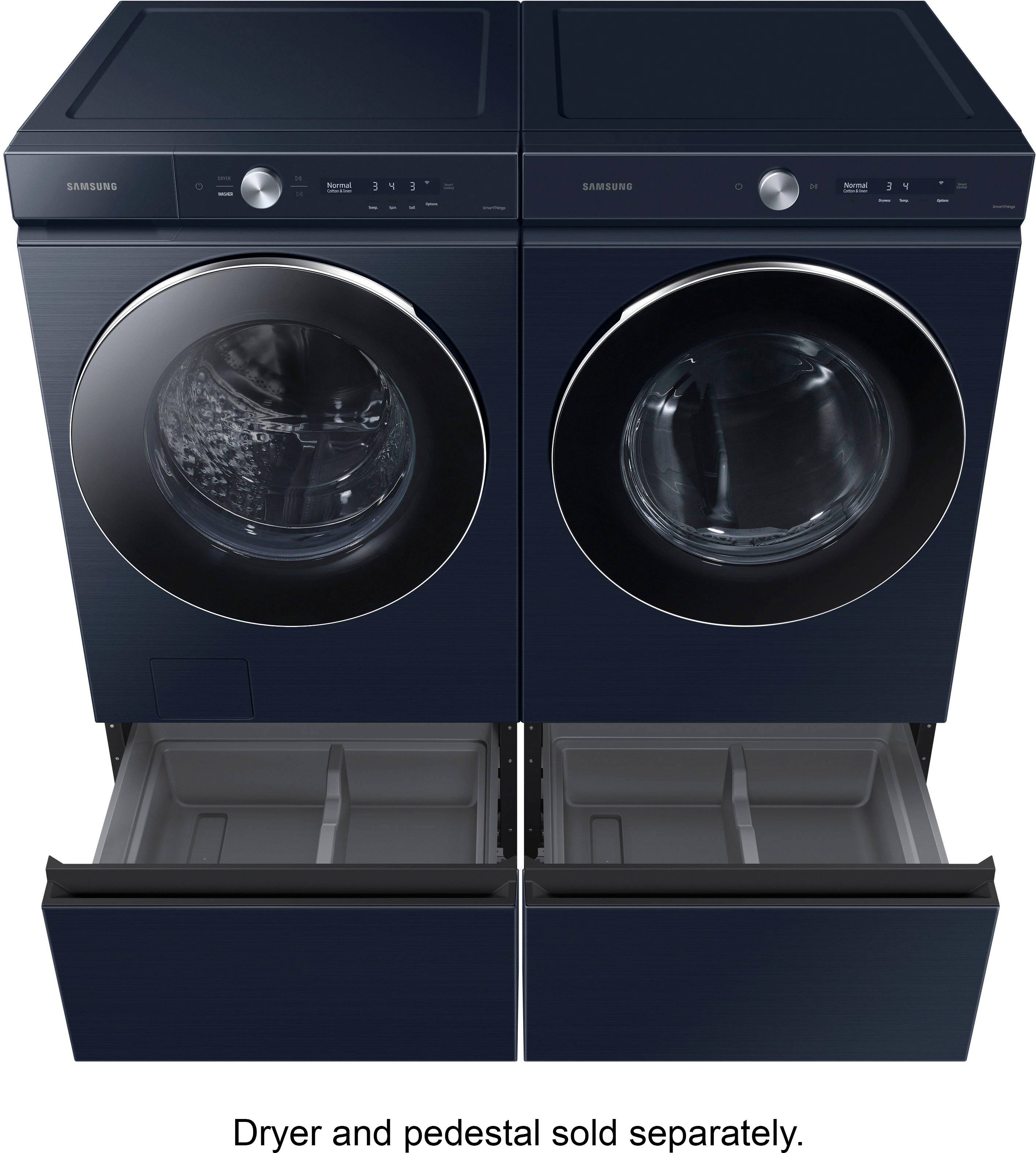 Alt View 22. Samsung - BESPOKE 5.3 Cu. Ft. High-Efficiency Stackable Smart Front Load Washer with Steam and AI OptiWash - Brushed Navy.