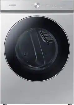 Samsung - BESPOKE 7.6 Cu. Ft. Stackable Smart Gas Dryer with Steam and AI Optimal Dry - Silver Steel