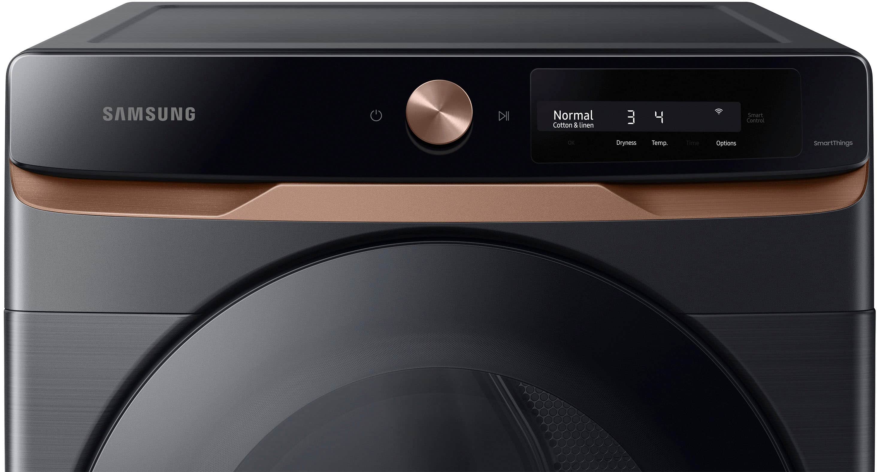 Alt View 11. Samsung - 7.5 Cu. Ft. Stackable Smart Electric Dryer with Steam and Super Speed Dry - Brushed Black.
