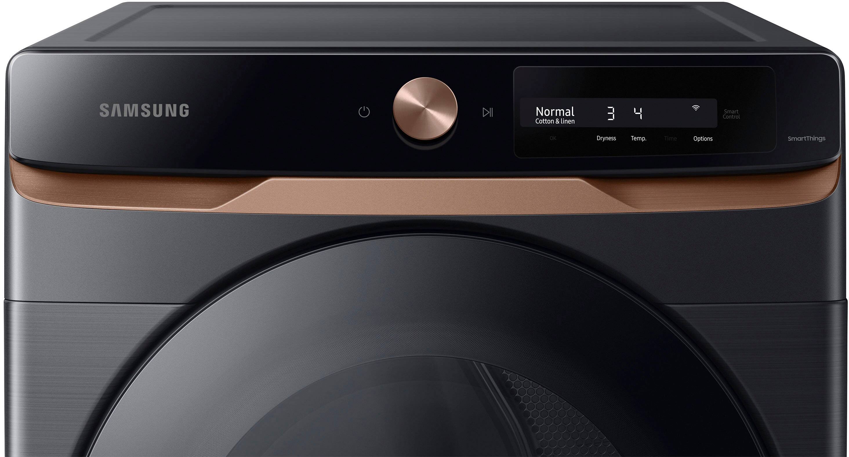 Alt View 11. Samsung - 7.5 Cu. Ft. Stackable Smart Electric Dryer with Steam and Super Speed Dry - Brushed Black.