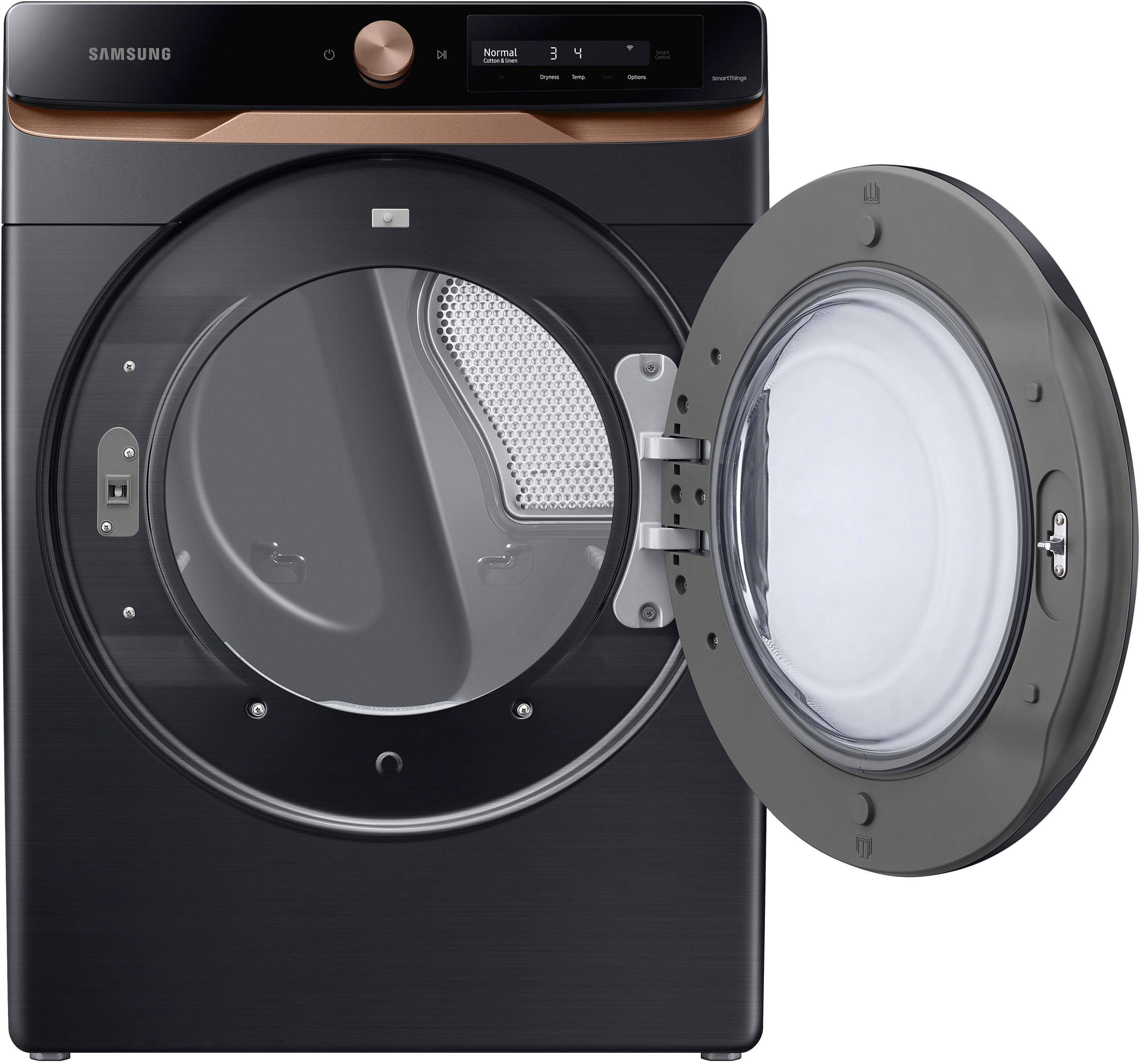 Alt View 13. Samsung - 7.5 Cu. Ft. Stackable Smart Electric Dryer with Steam and Super Speed Dry - Brushed Black.