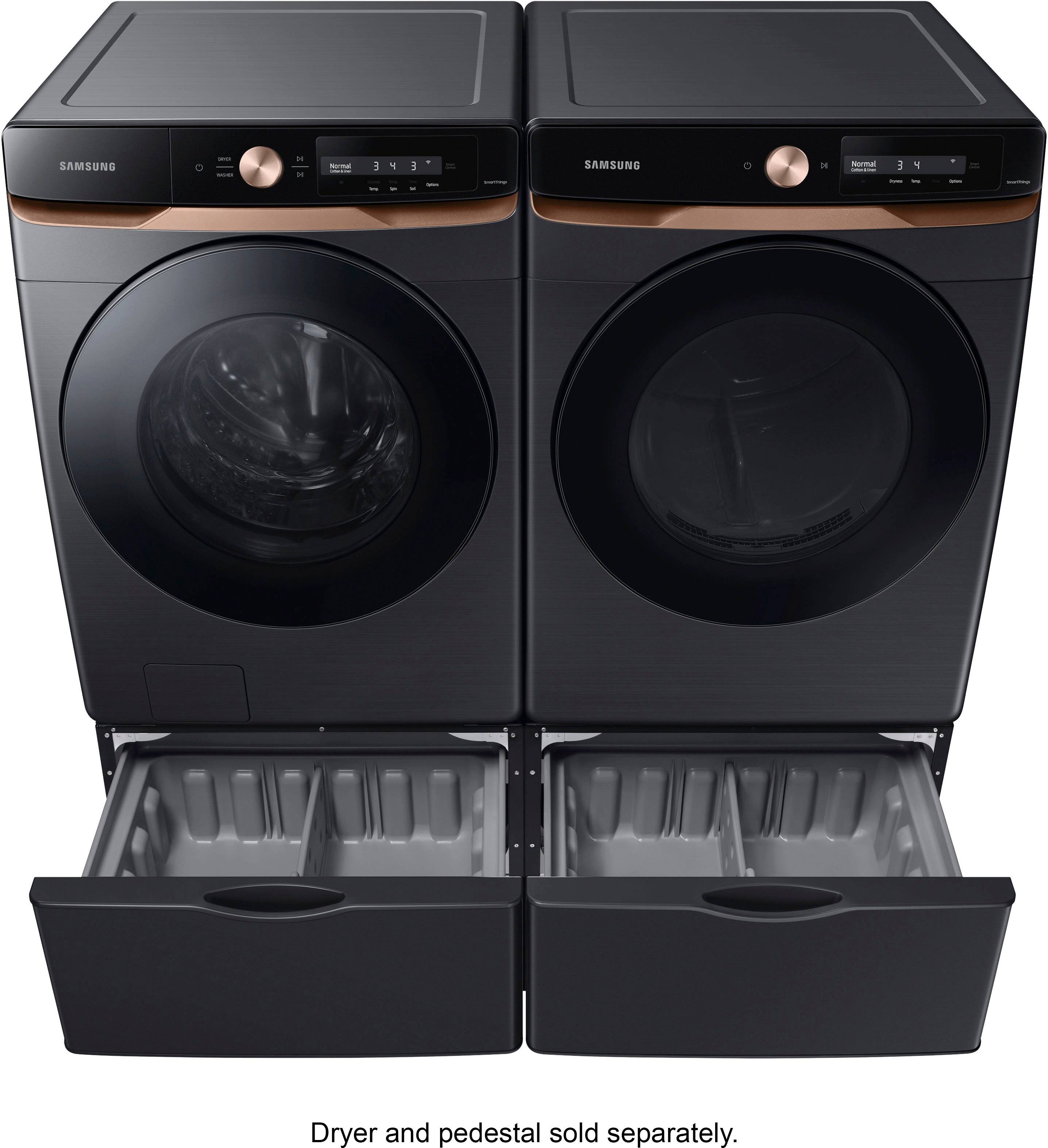 Alt View 18. Samsung - 7.5 Cu. Ft. Stackable Smart Electric Dryer with Steam and Super Speed Dry - Brushed Black.