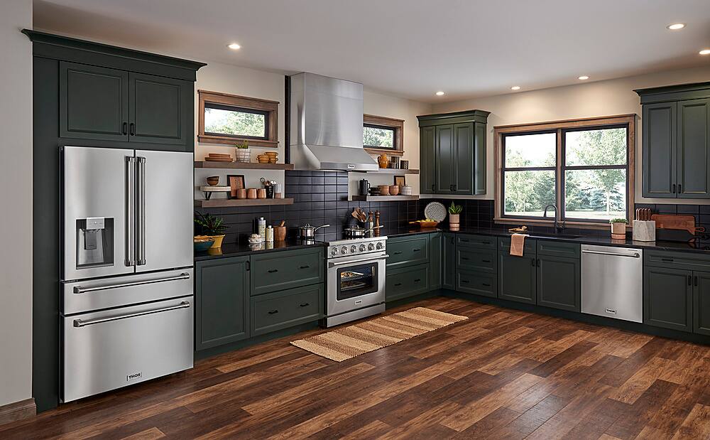 Alt View 4. Thor Kitchen - 21.6-cu ft Professional French Door Refrigerator with Ice and Water Dispenser, Counter Depth - Stainless Steel.