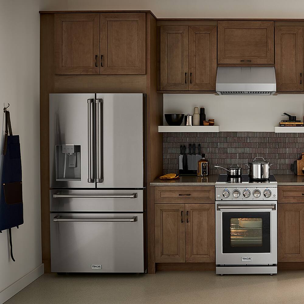 Alt View 5. Thor Kitchen - 21.6-cu ft Professional French Door Refrigerator with Ice and Water Dispenser, Counter Depth - Stainless Steel.