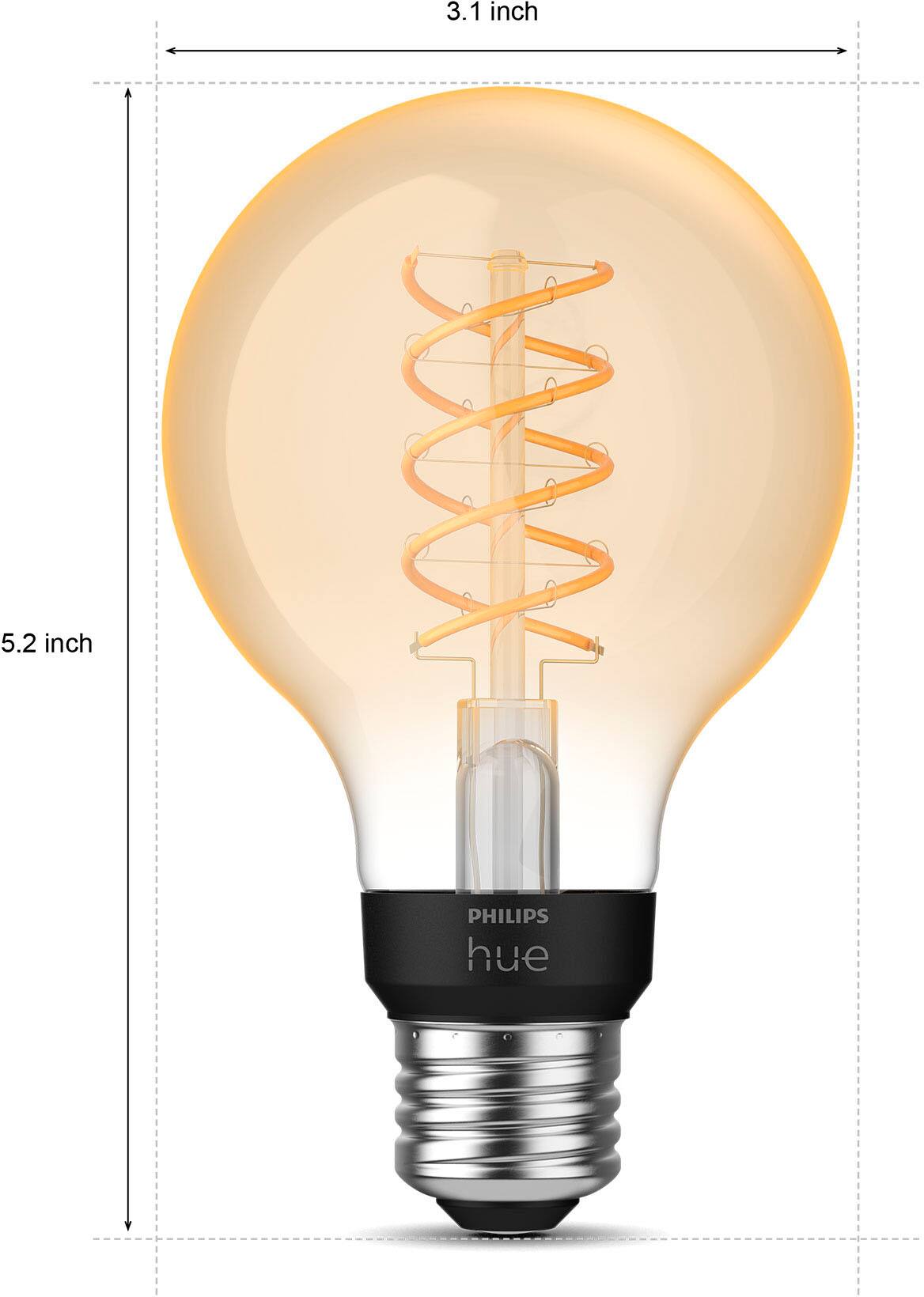 Alt View 12. Philips - Hue Filament G25 60W Bluetooth Smart LED Bulb - White.