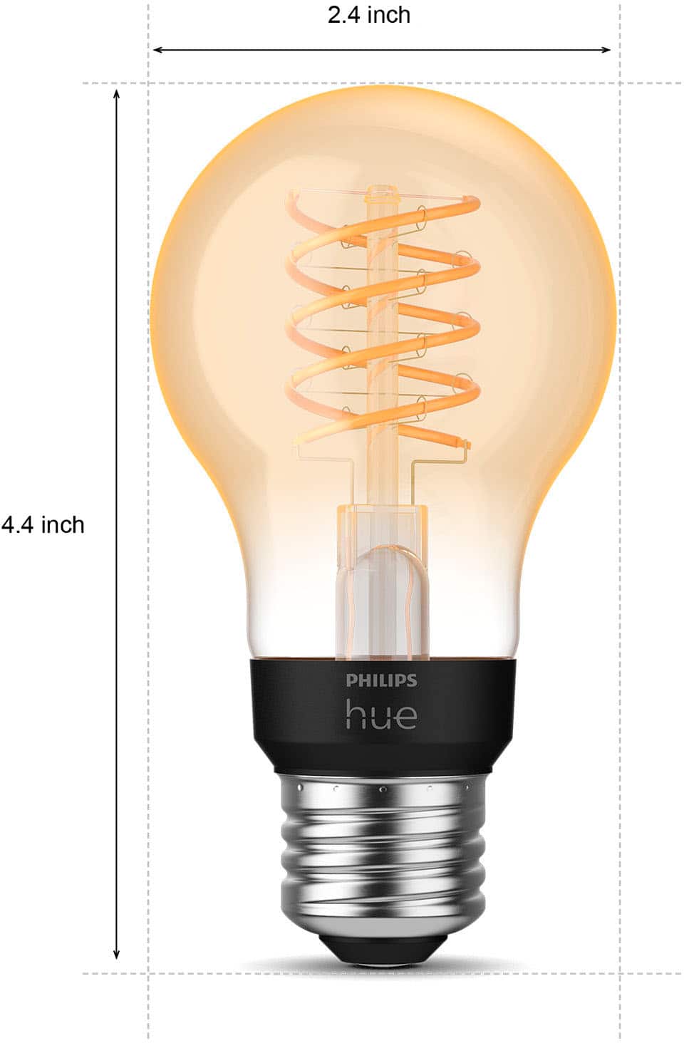 Alt View 12. Philips - Hue Filament A19 Bluetooth 40W Smart LED Bulb - White.