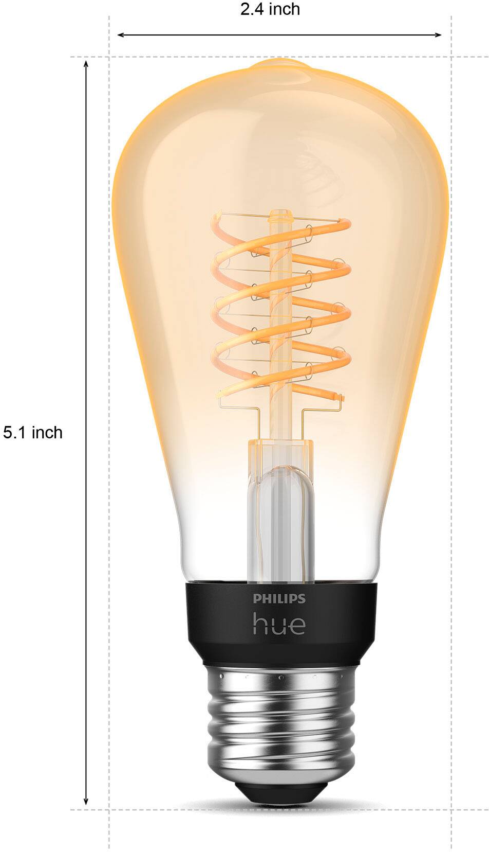 Alt View 12. Philips - Hue Filament ST19 Bluetooth 60W Smart LED Bulb - White.