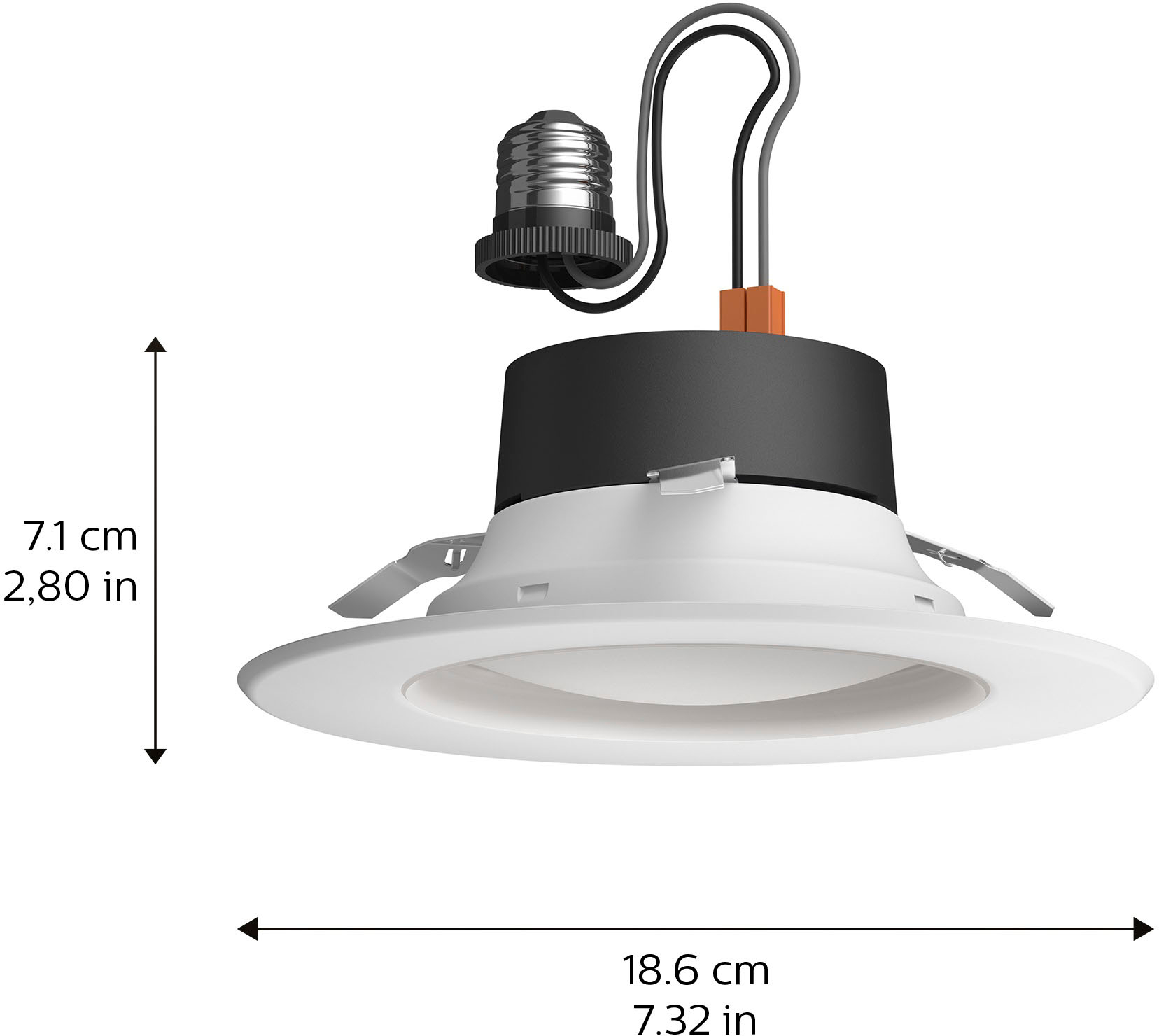 Left View: Philips - Hue White and Color Ambiance Bluetooth 5/6" High Lumen Recessed Downlight - White