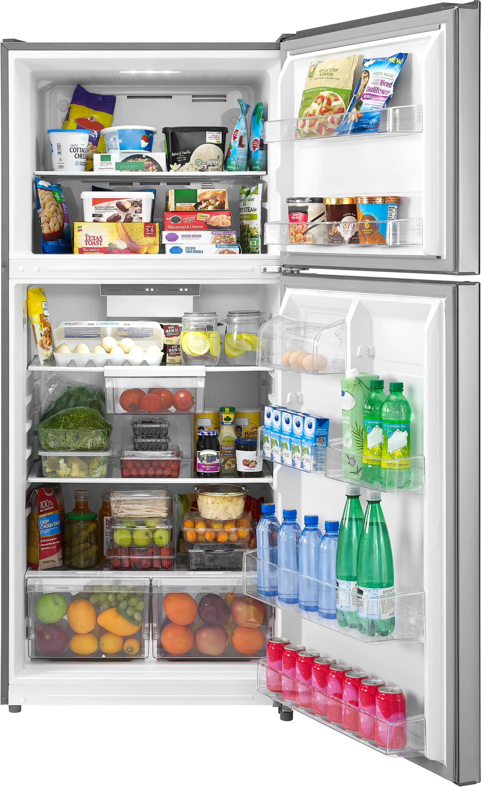 Alt View 3. Insignia™ - 20.5 Cu. Ft. Top-Freezer Refrigerator with ENERGY STAR Certification - Stainless Steel.