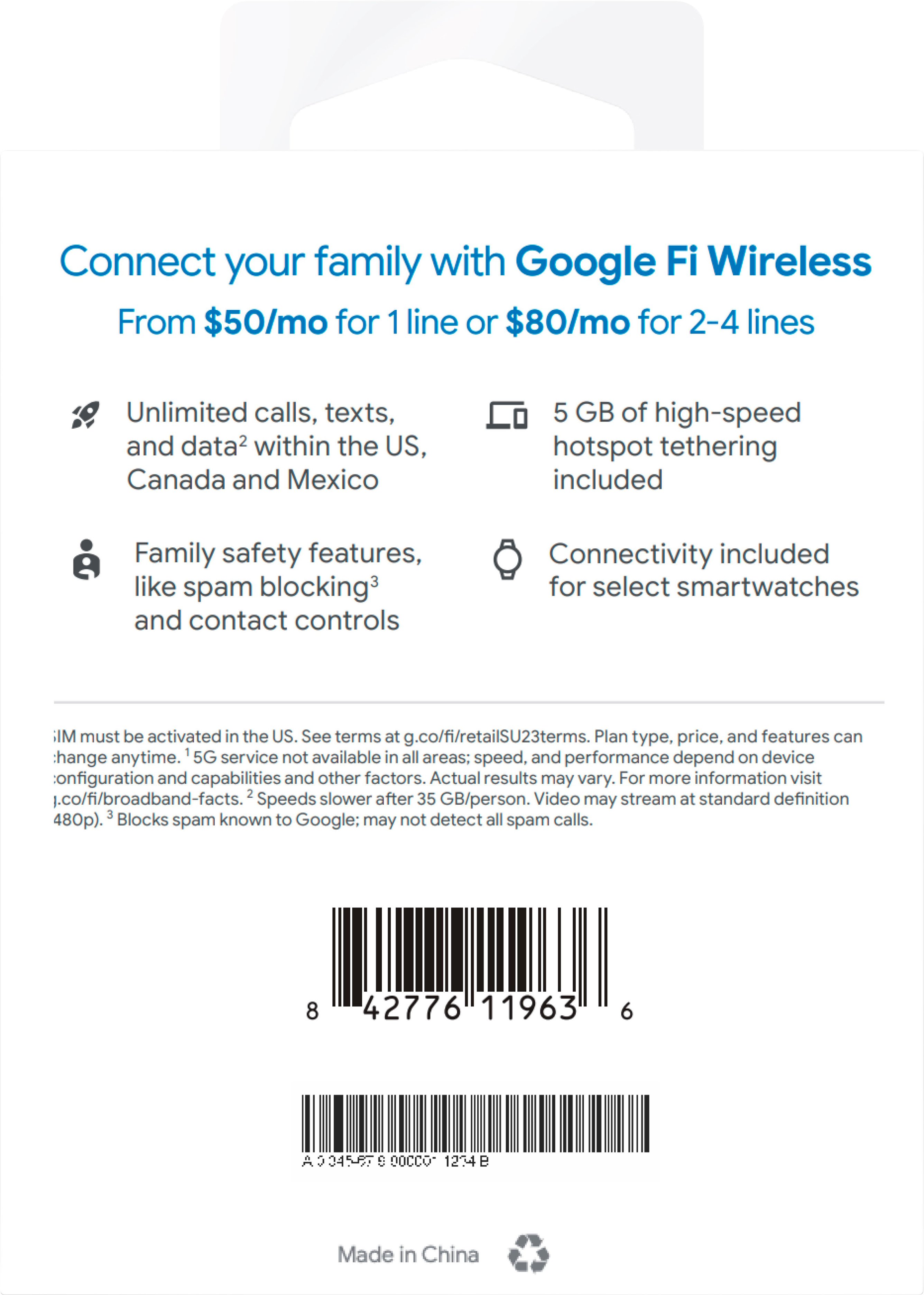 Best Buy: Google Fi Wireless Simply Unlimited Talk/Text/Data SIM